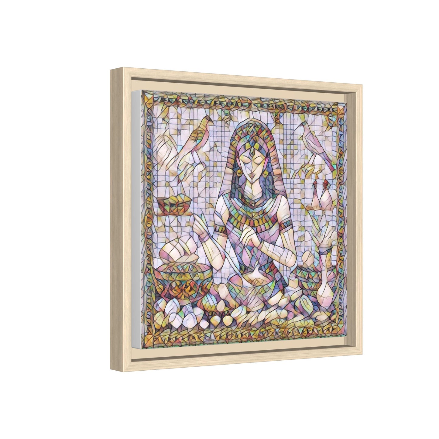 Egyptian Goddess Mosaic Framed Canvas Art