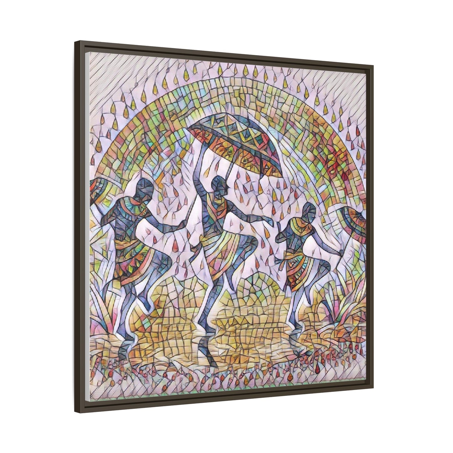 Framed Canvas Art — Colorful African Dance Mosaic