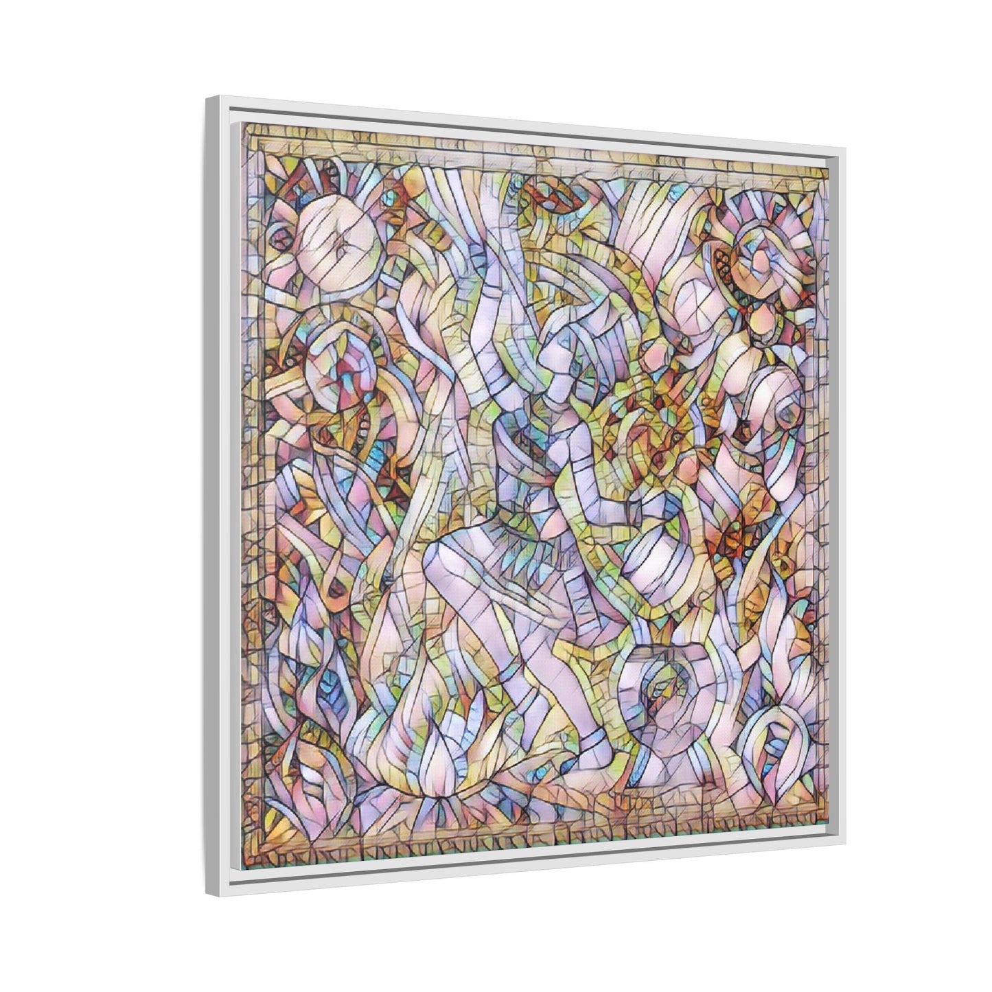 Abstract Stained Glass Dance Matte Framed Canvas