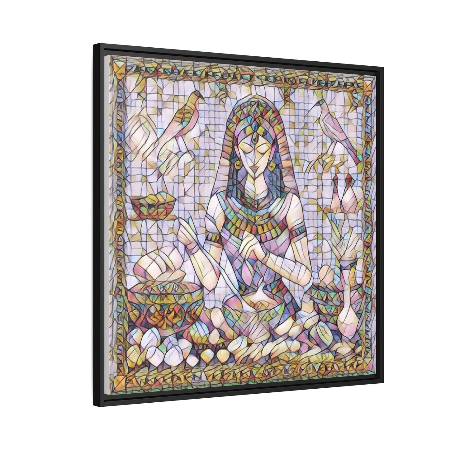 Egyptian Goddess Mosaic Framed Canvas Art