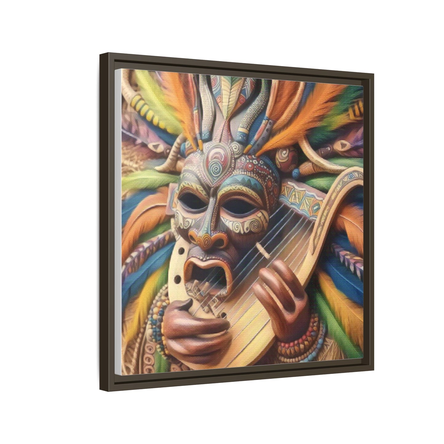 Colorful Tribal Mask Canvas — Framed Matte Wall Art