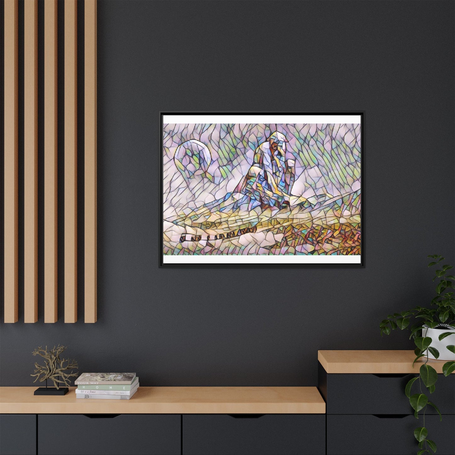 Stained-Glass Surfing Canvas Print — Framed Matte Wall Art