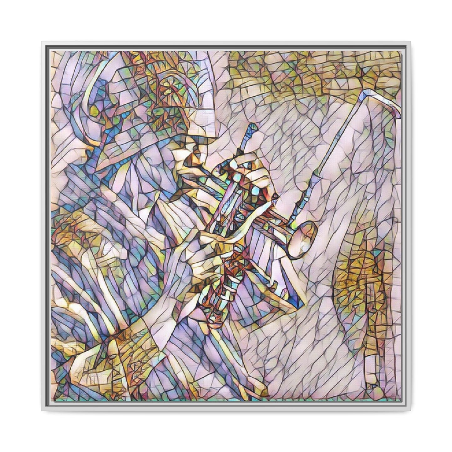 Framed Abstract Trumpet Player Matte Canvas Art