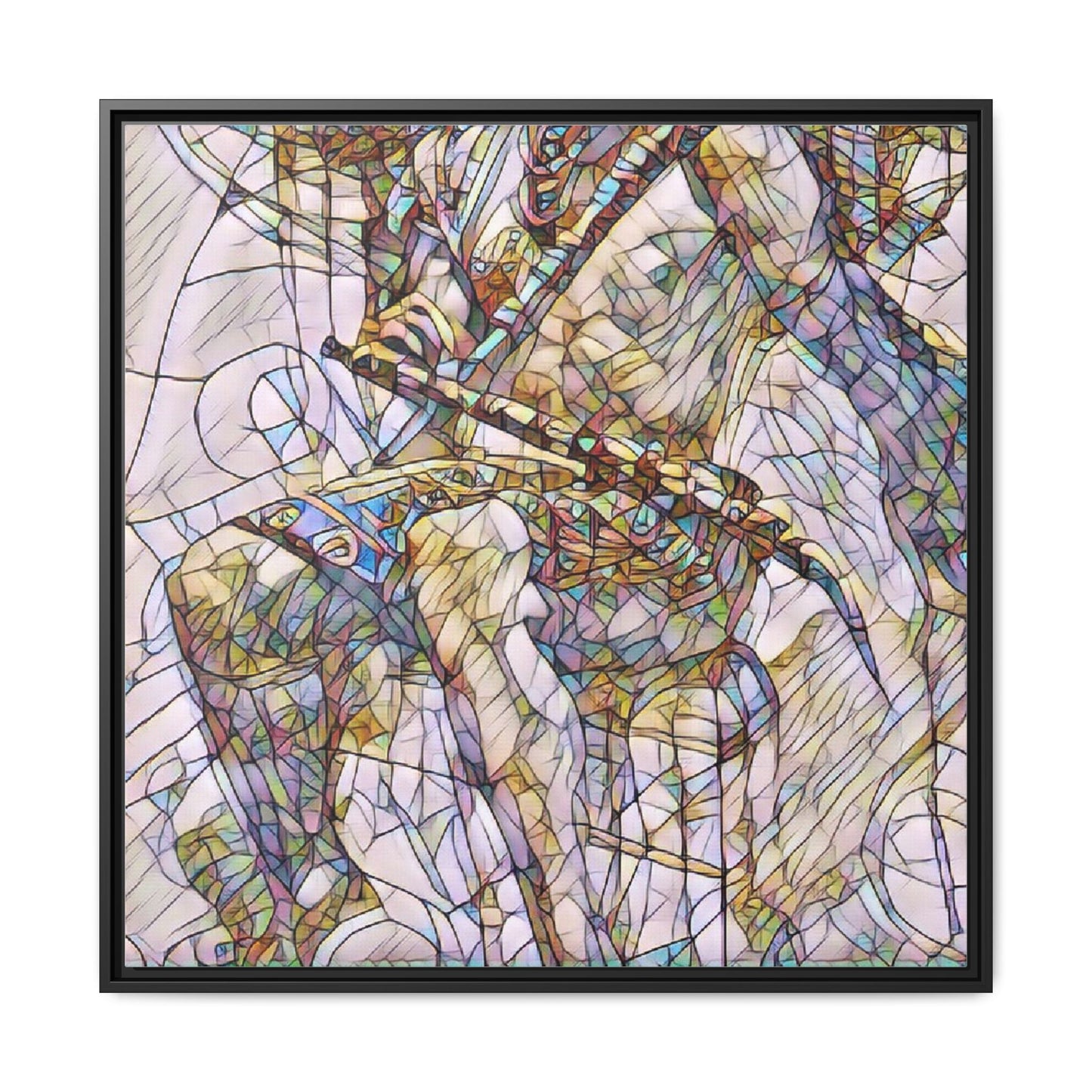 Framed Abstract Musician Canvas Art — Multi‑Color Jazz Saxophone Print