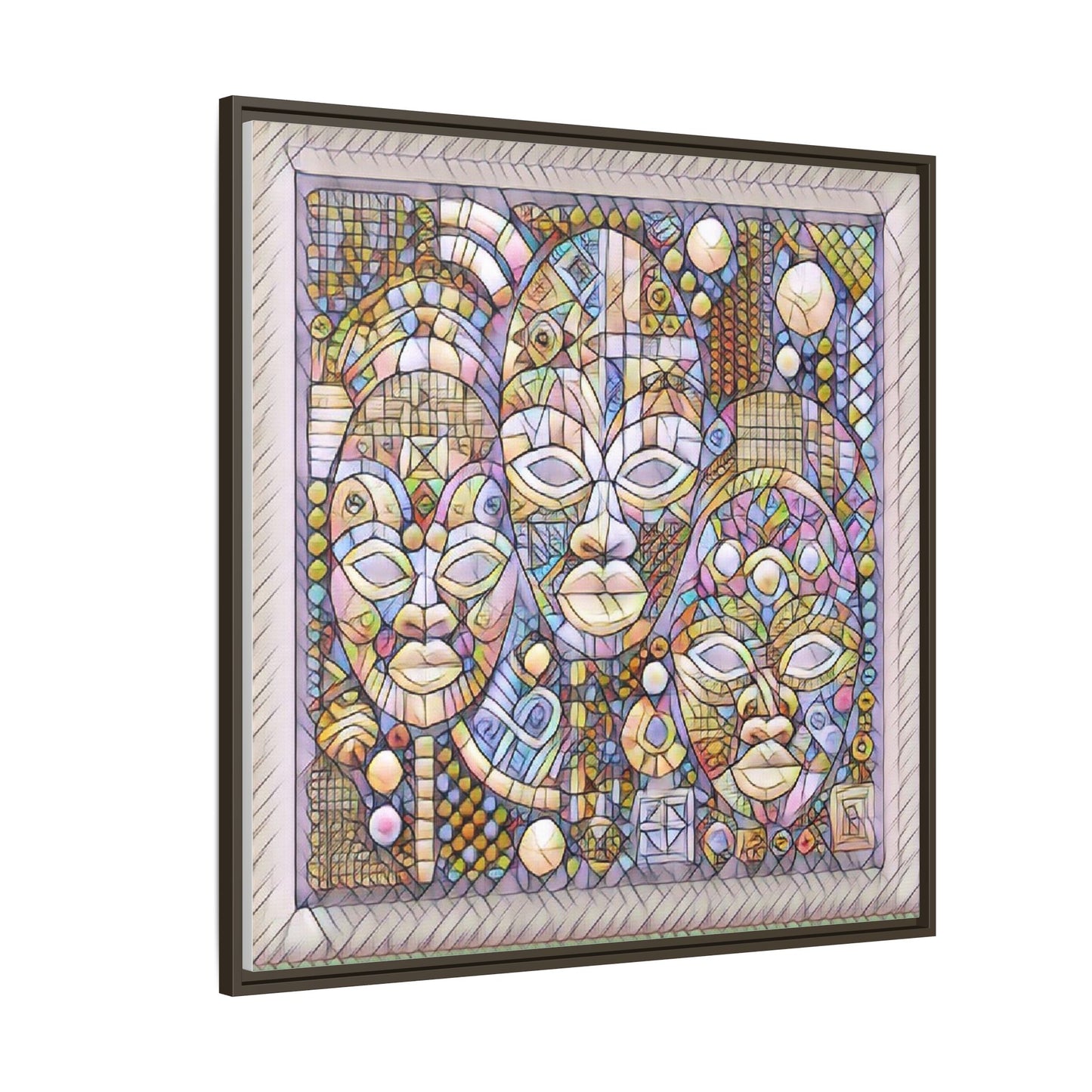 Abstract African Mask Art — Framed Matte Canvas Wall Art