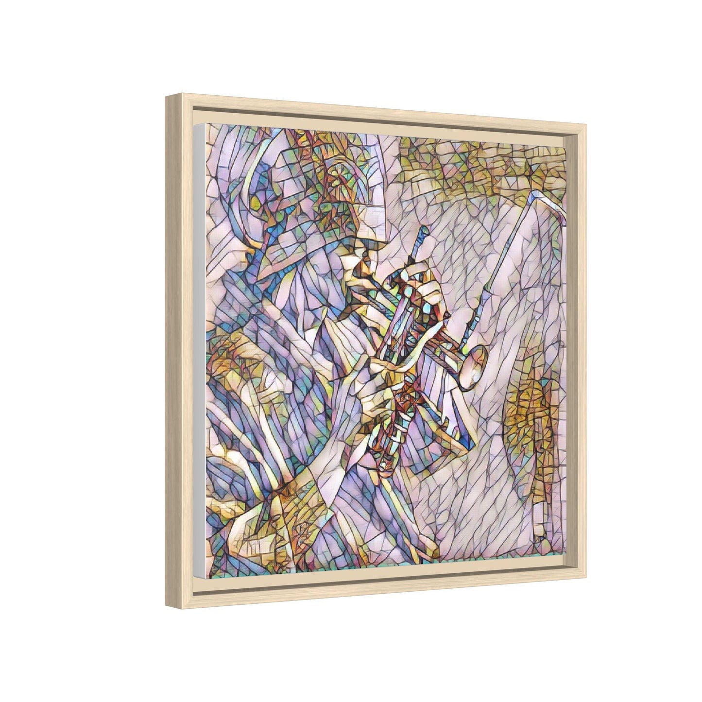 Framed Abstract Trumpet Player Matte Canvas Art