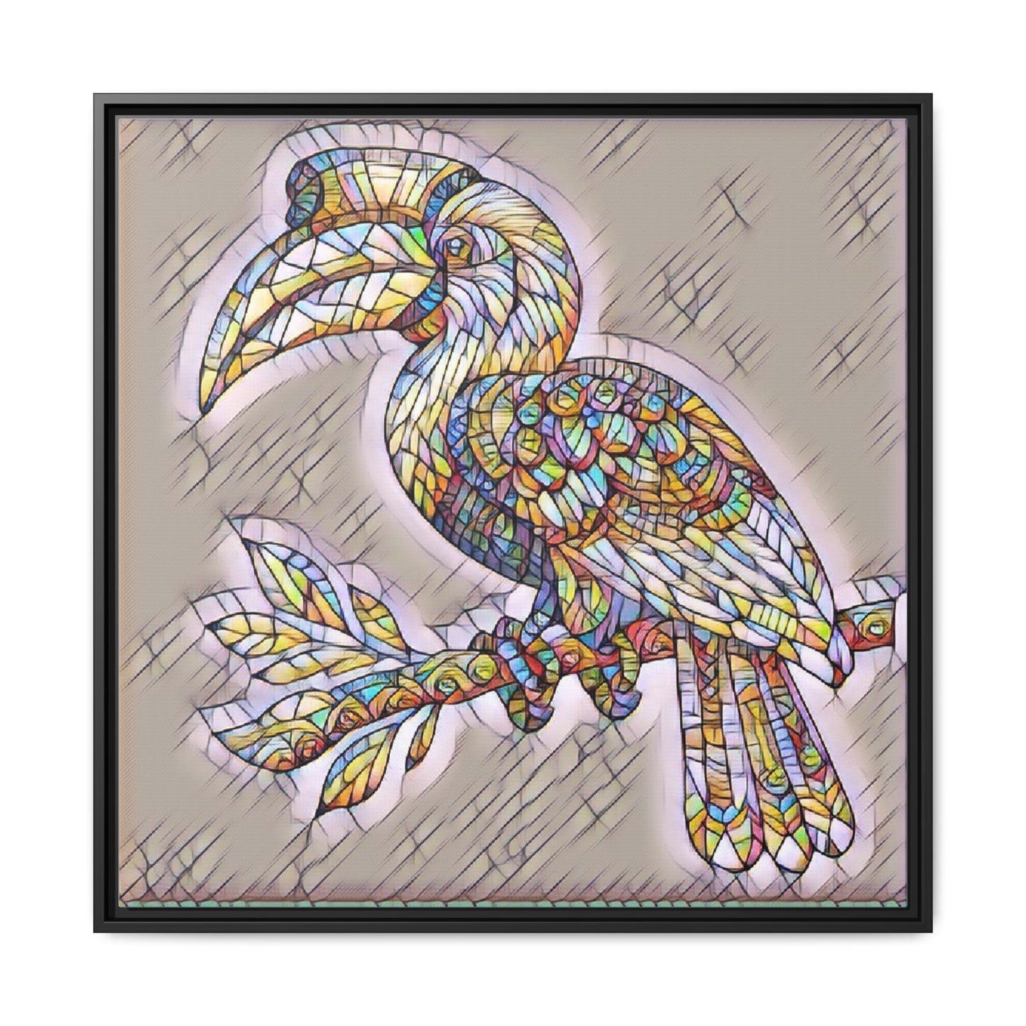 Colorful Stained Glass Toucan Matte Canvas Framed Wall Art
