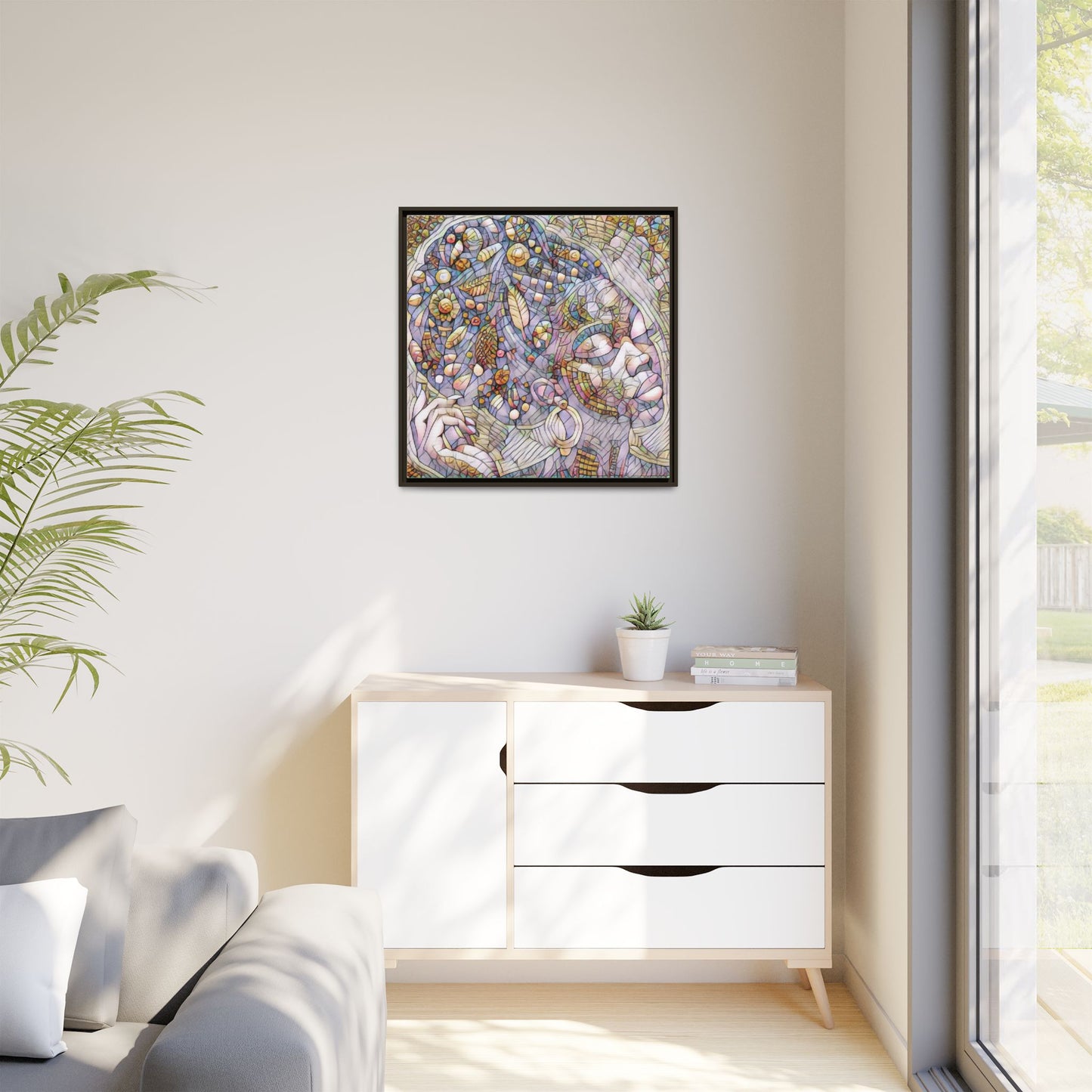 Bohemian Mosaic Woman Matte Canvas Framed Wall Art