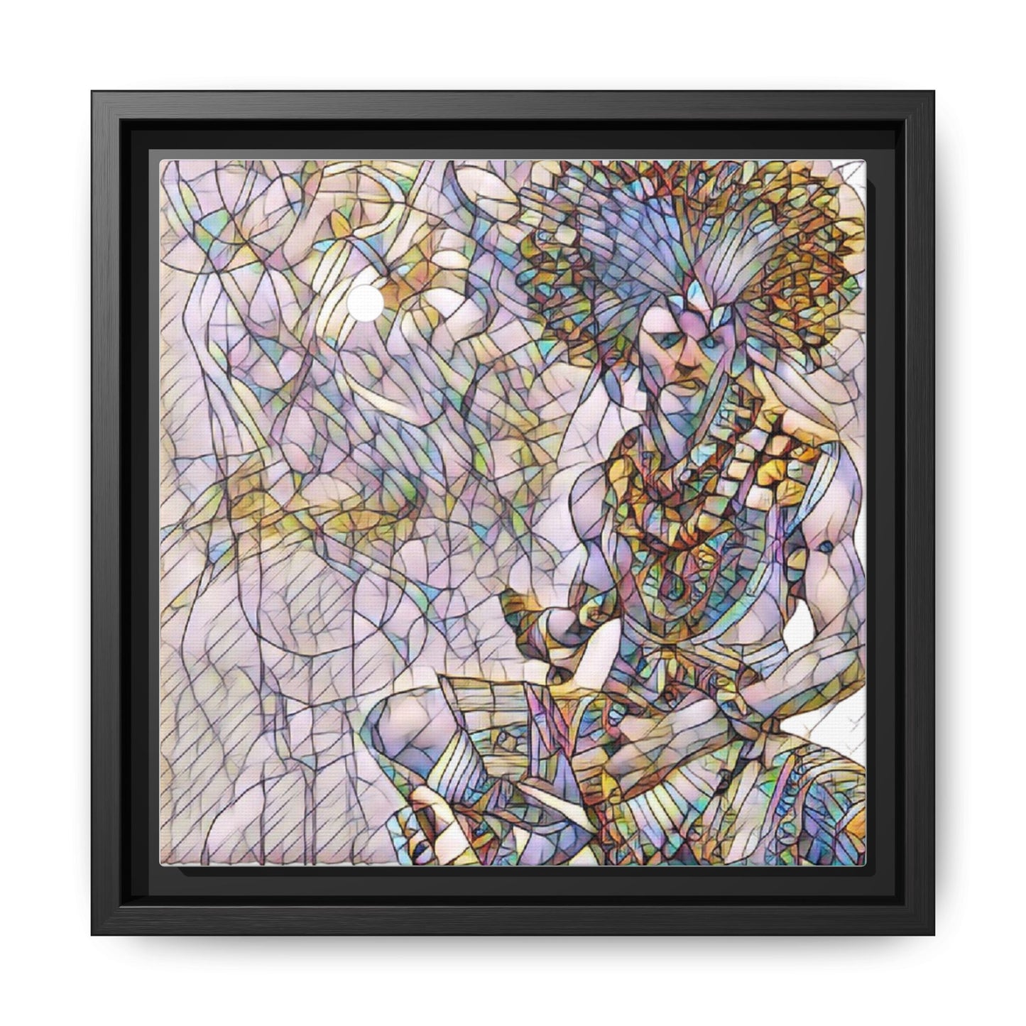 Framed Matte Canvas Art — Colorful Tribal Warrior Illustration