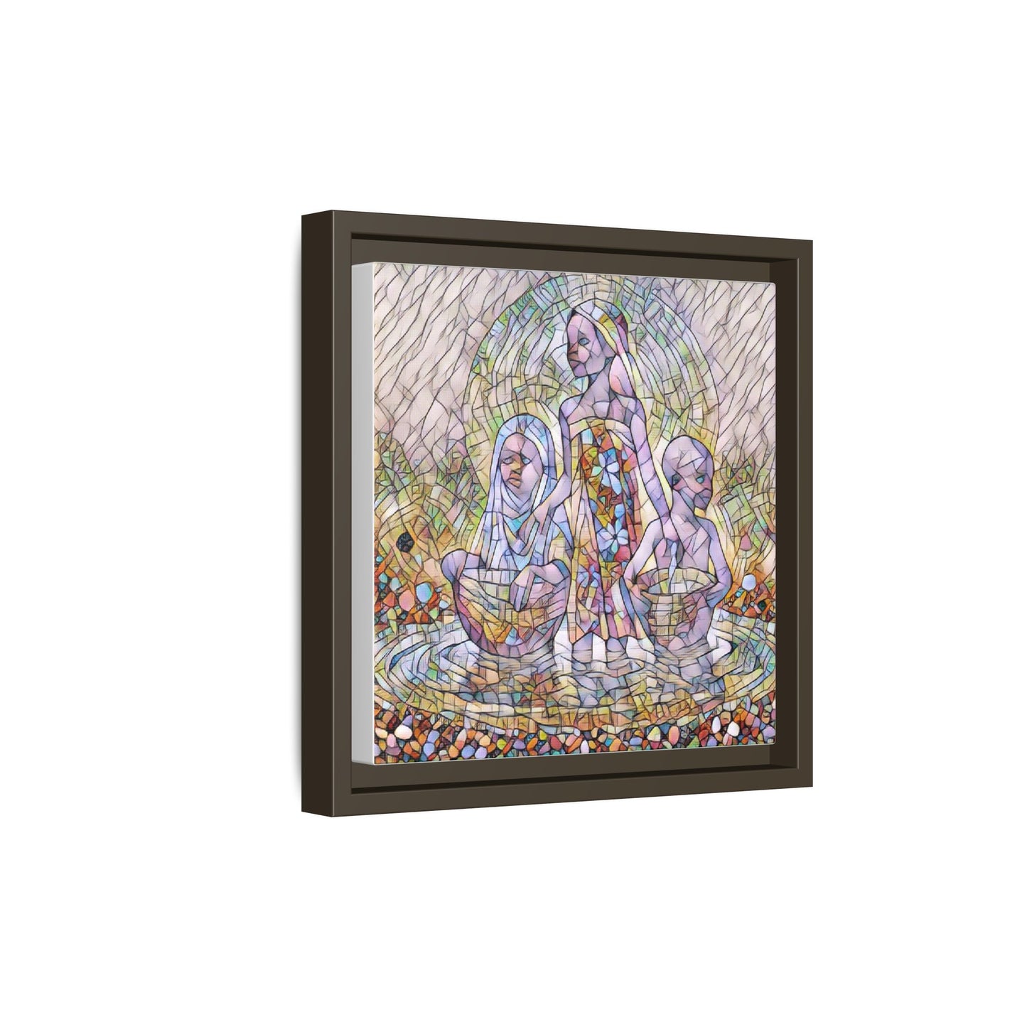 Framed Matte Canvas Art — Stained Glass Trio Women Illustration