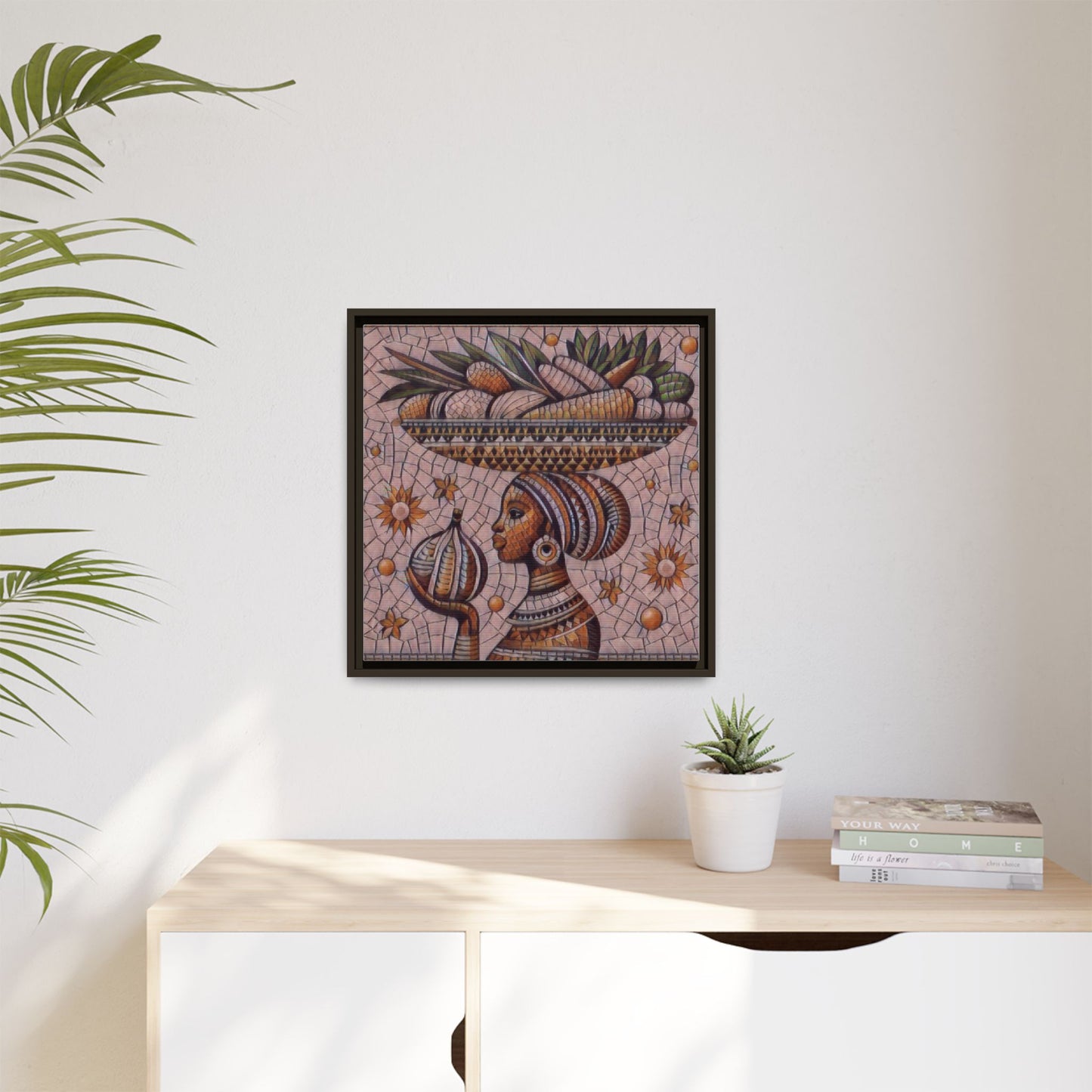 Egyptian Mosaic Goddess Matte Framed Canvas Wall Art