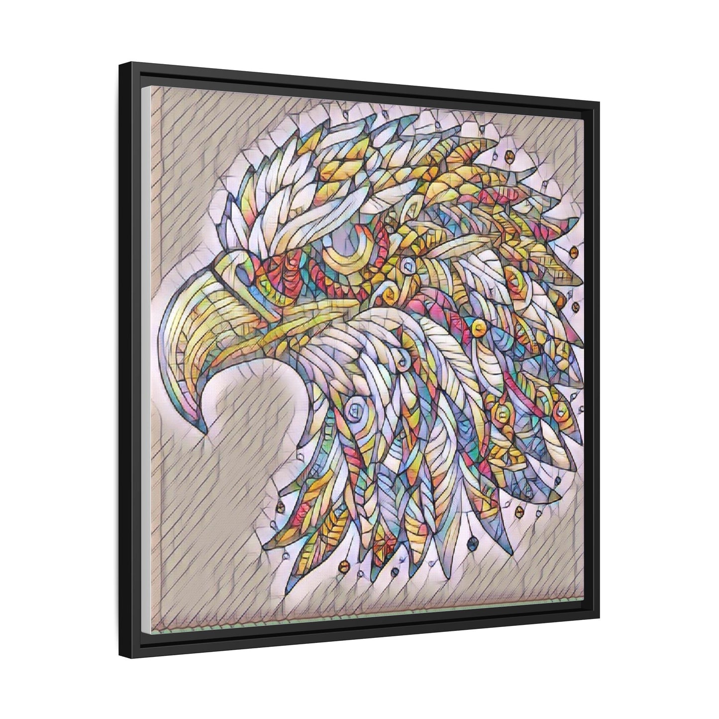 Colorful Eagle Head Matte Framed Canvas Art