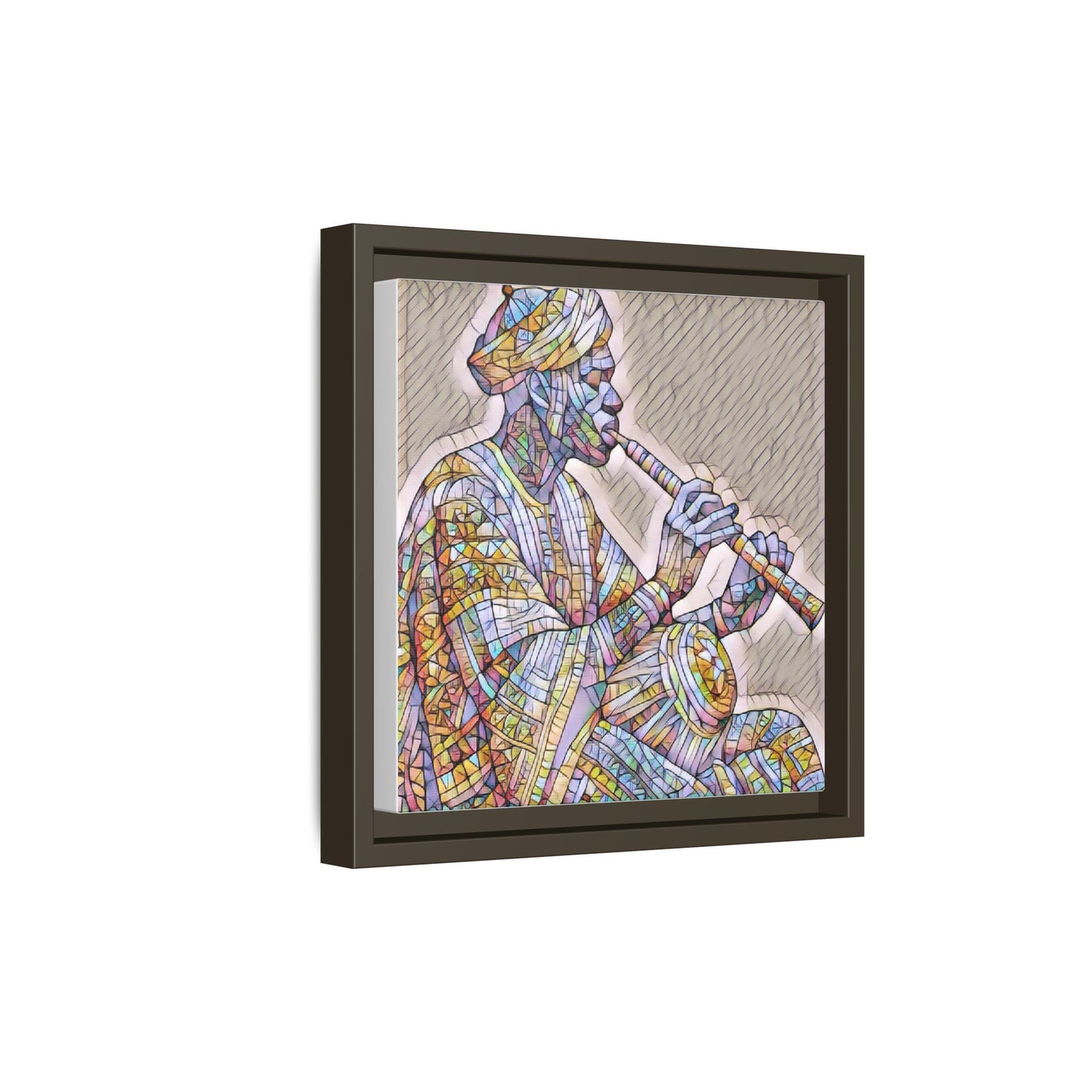 Framed Canvas Art — Colorful Middle Eastern Flute Player Print