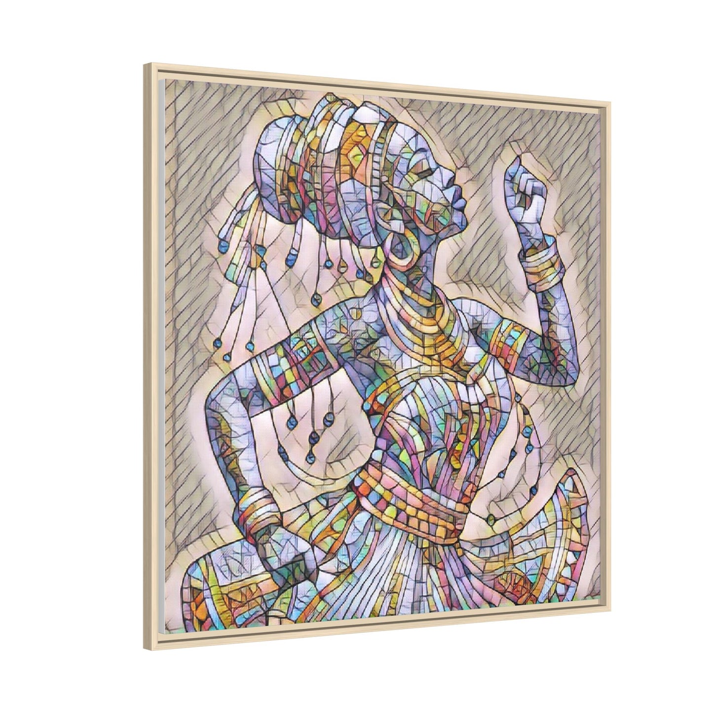 Framed Canvas Art — Colorful Mosaic Dancer