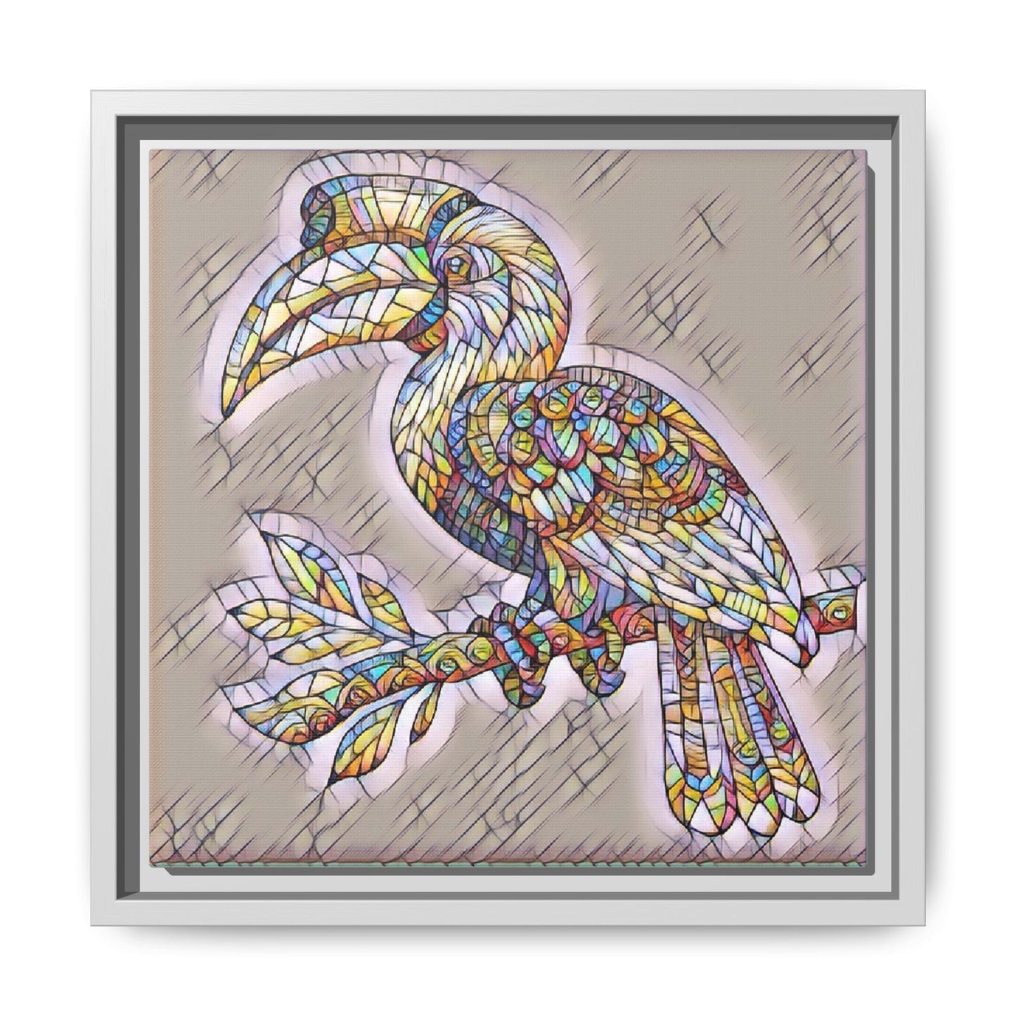 Colorful Stained Glass Toucan Matte Canvas Framed Wall Art