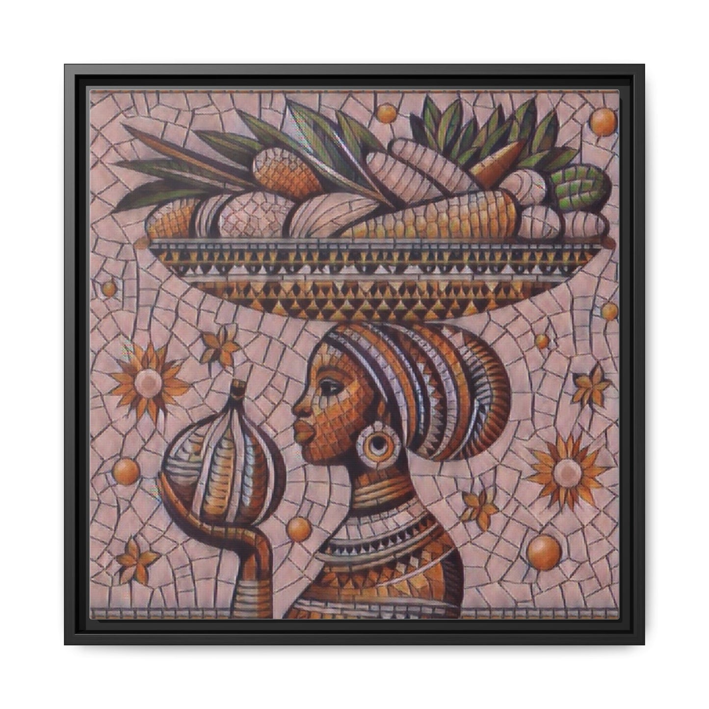 Egyptian Mosaic Goddess Matte Framed Canvas Wall Art