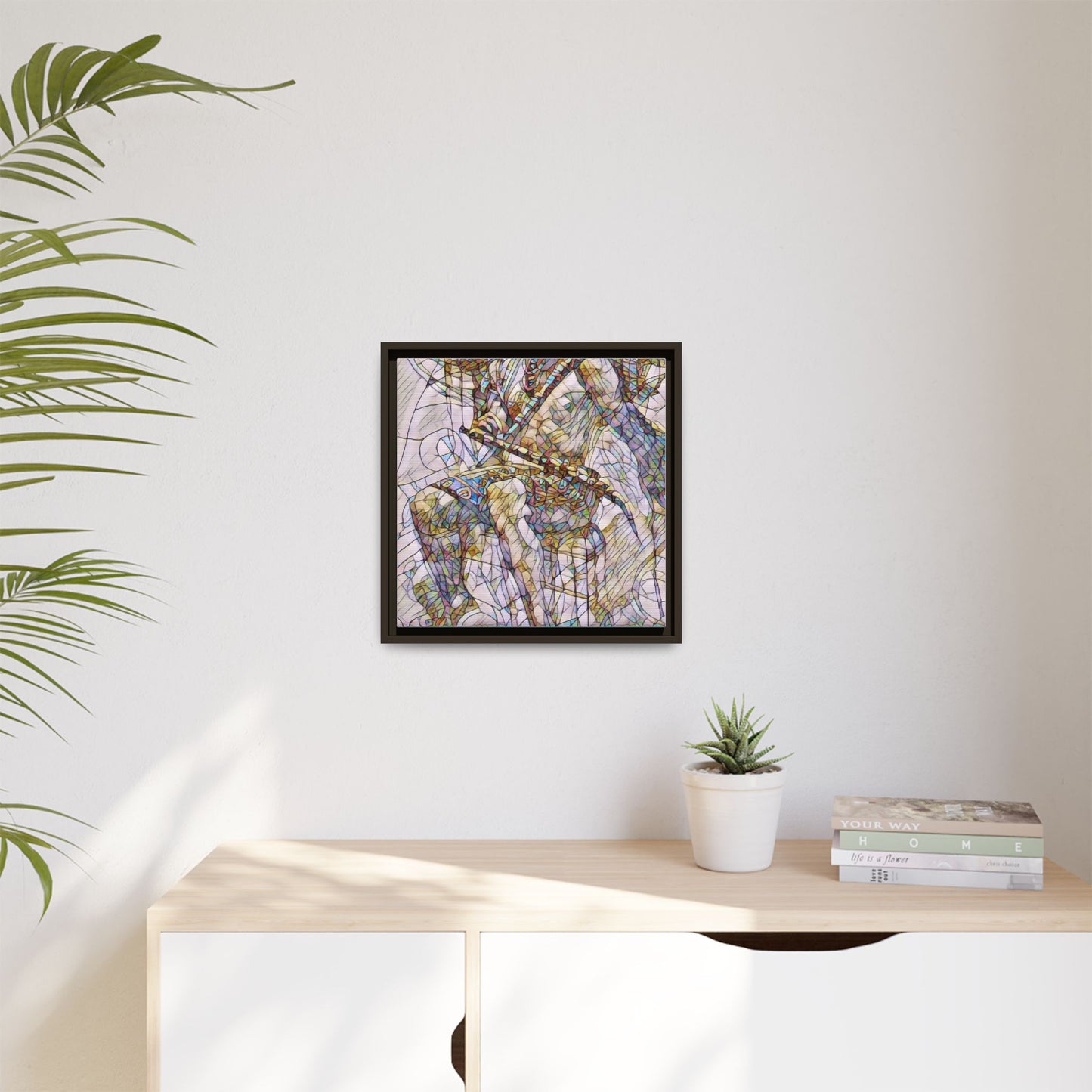 Framed Abstract Musician Canvas Art — Multi‑Color Jazz Saxophone Print