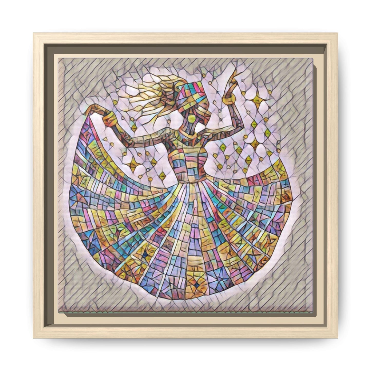 Colorful Mosaic Dance Framed Canvas Art