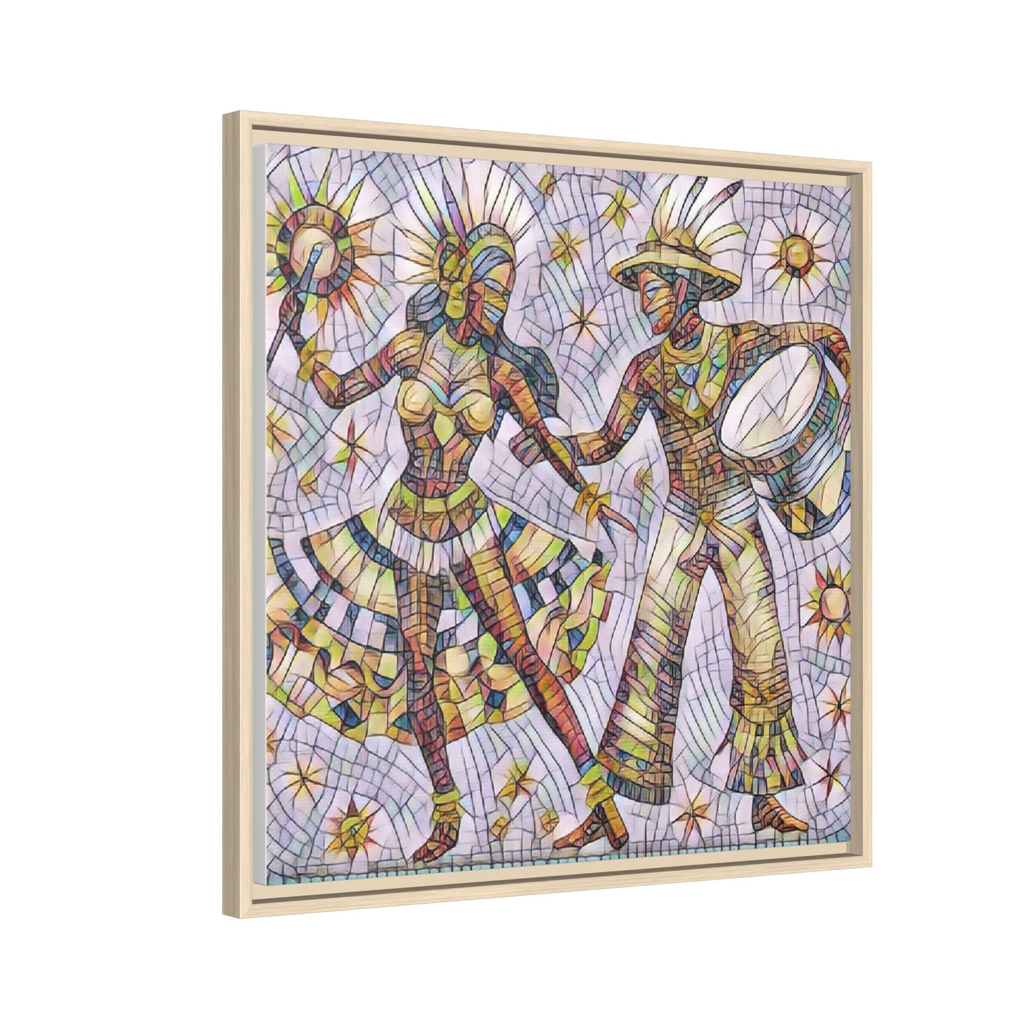 Carnival Dancers Framed Canvas Art — Colorful Samba Rhythm Wall Decor