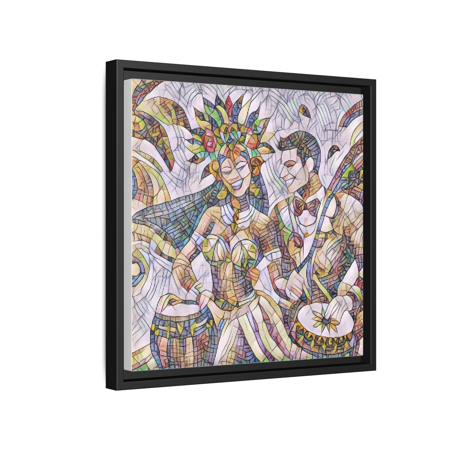 Carnival Samba Dancers Framed Canvas Art — Colorful Brazilian Festival Wall Decor
