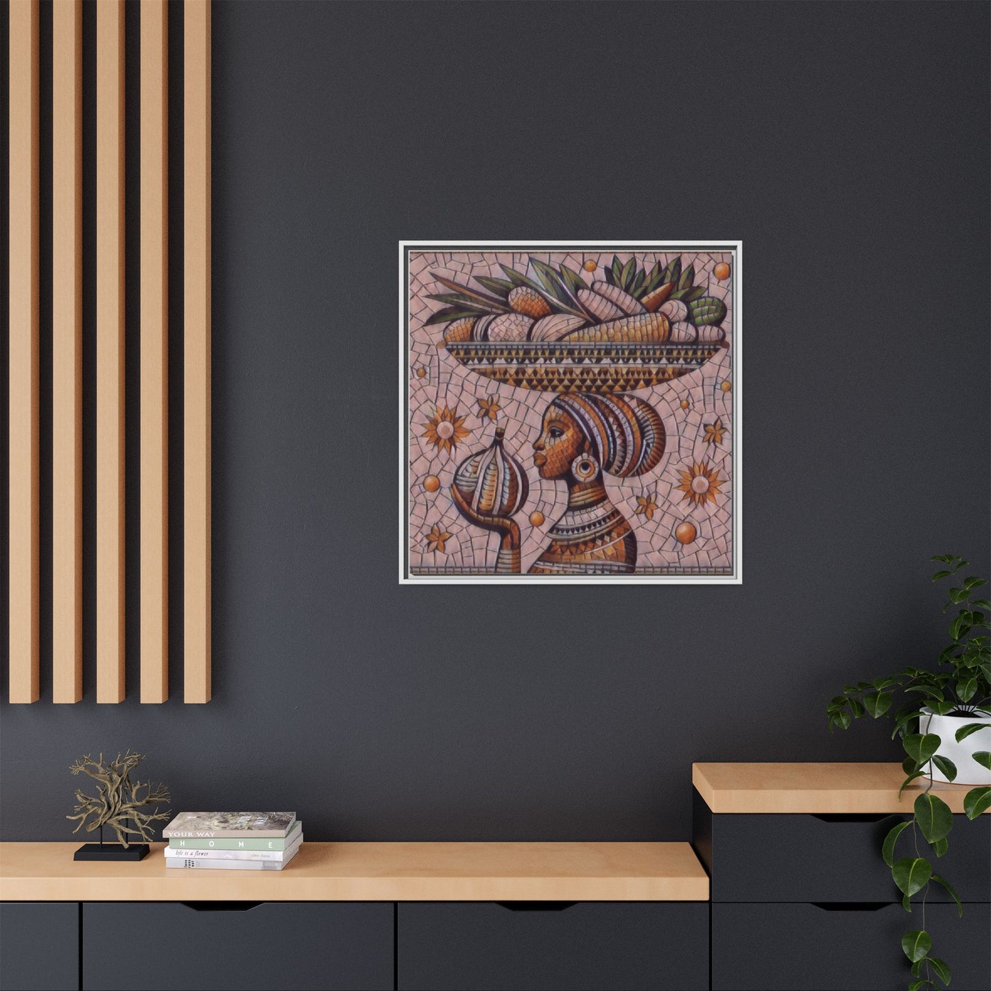 Egyptian Mosaic Goddess Matte Framed Canvas Wall Art