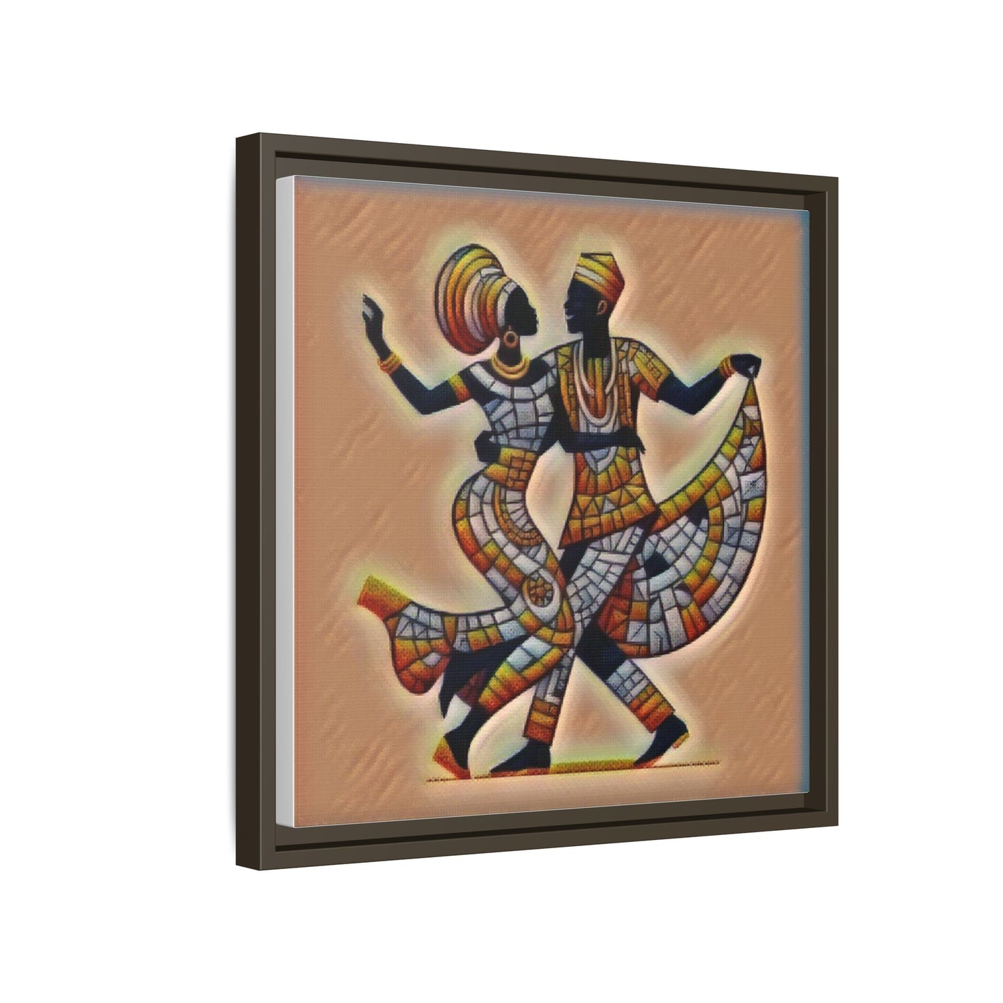 Framed African Dance Mosaic Art Print — Matte Canvas Wall Decor