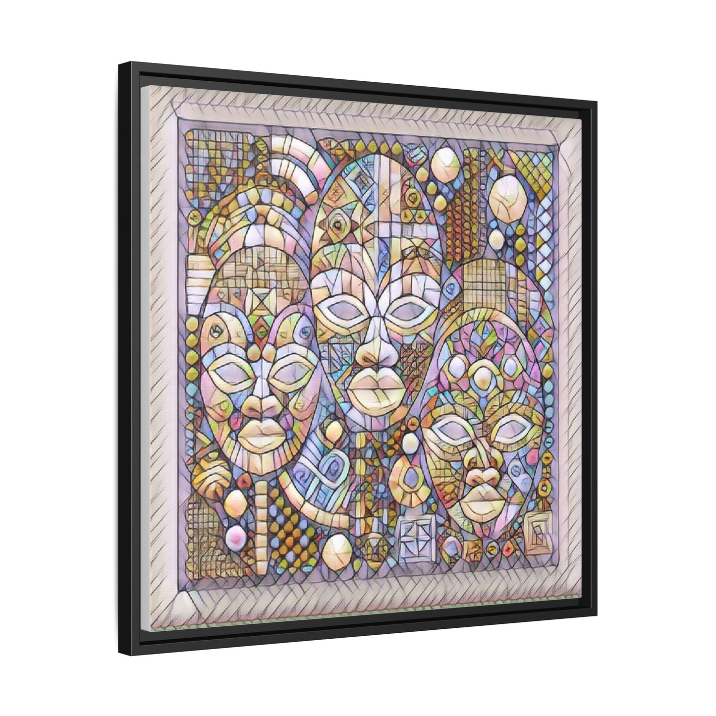 Abstract African Mask Art — Framed Matte Canvas Wall Art