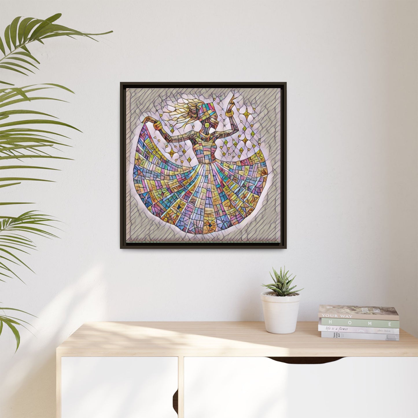 Colorful Mosaic Dance Framed Canvas Art
