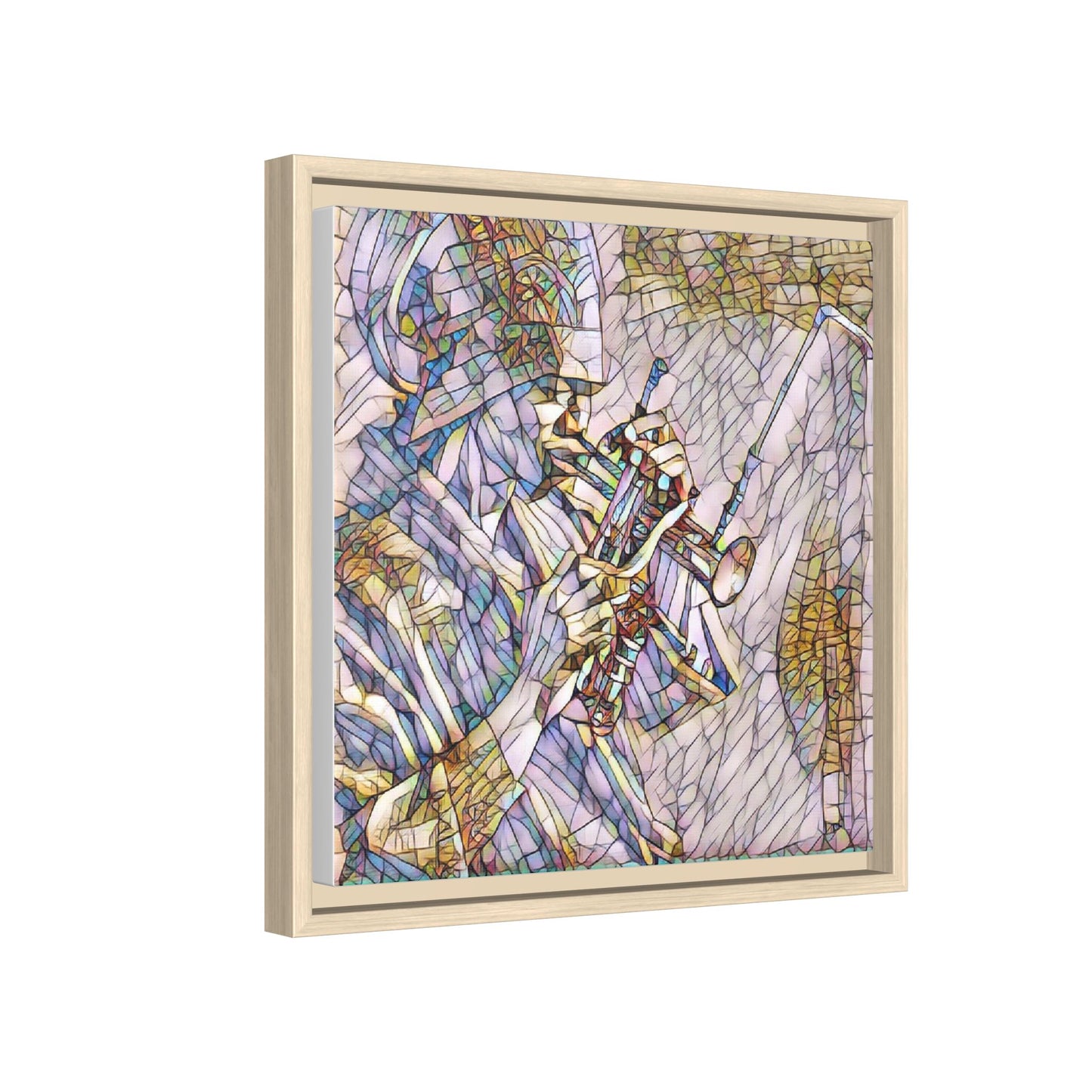 Framed Abstract Trumpet Player Matte Canvas Art