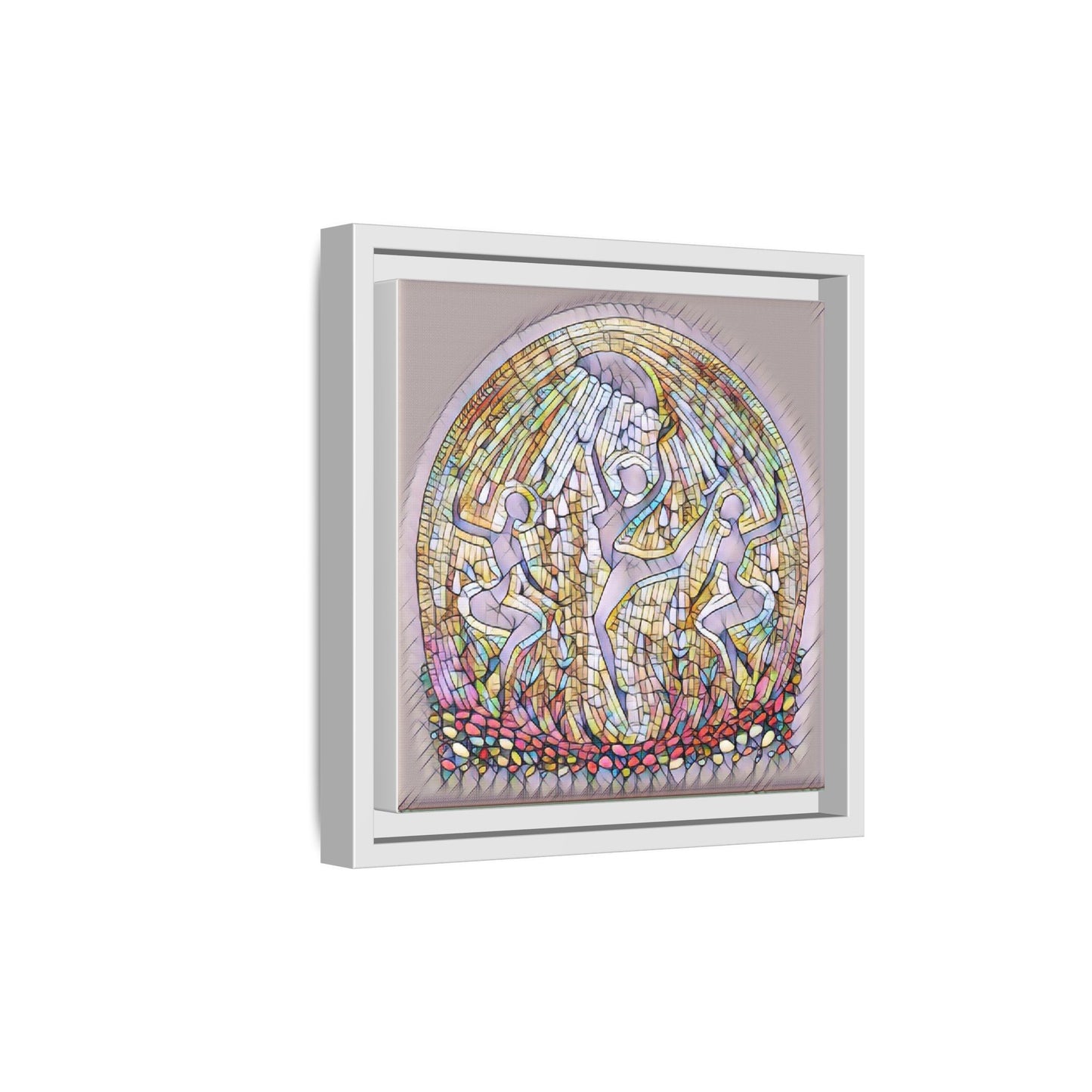 Framed Canvas Art - Stained Glass Dance Trio (Matte Multi-Color)