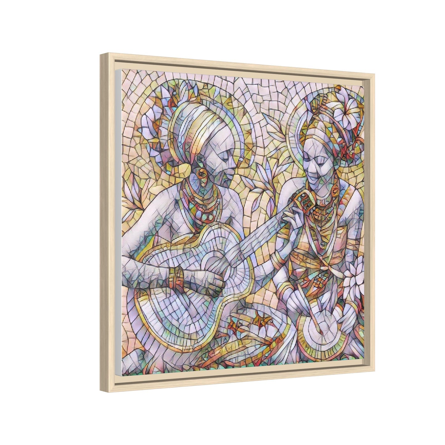 Framed Canvas Art – Colorful Mosaic Musicians Wall Decor