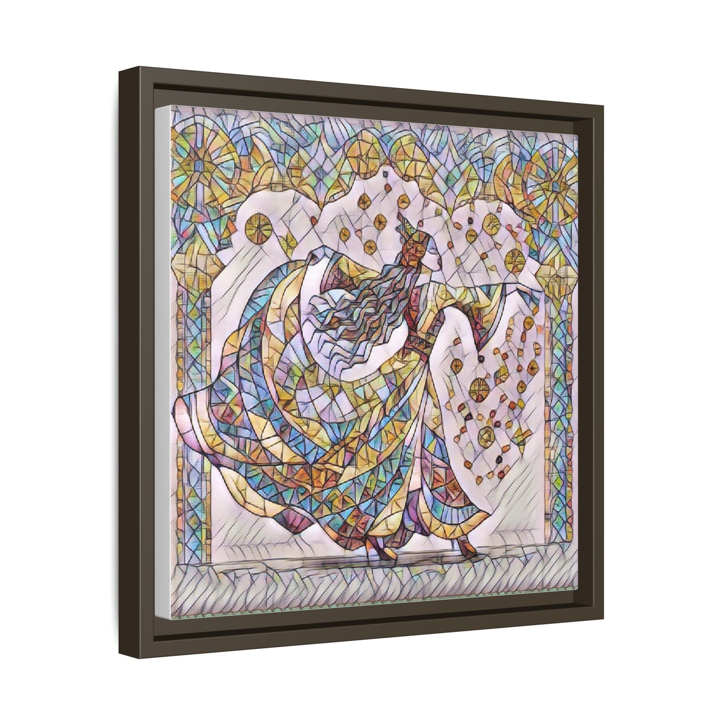 Stained Glass Dancing Dervish Framed Canvas Art
