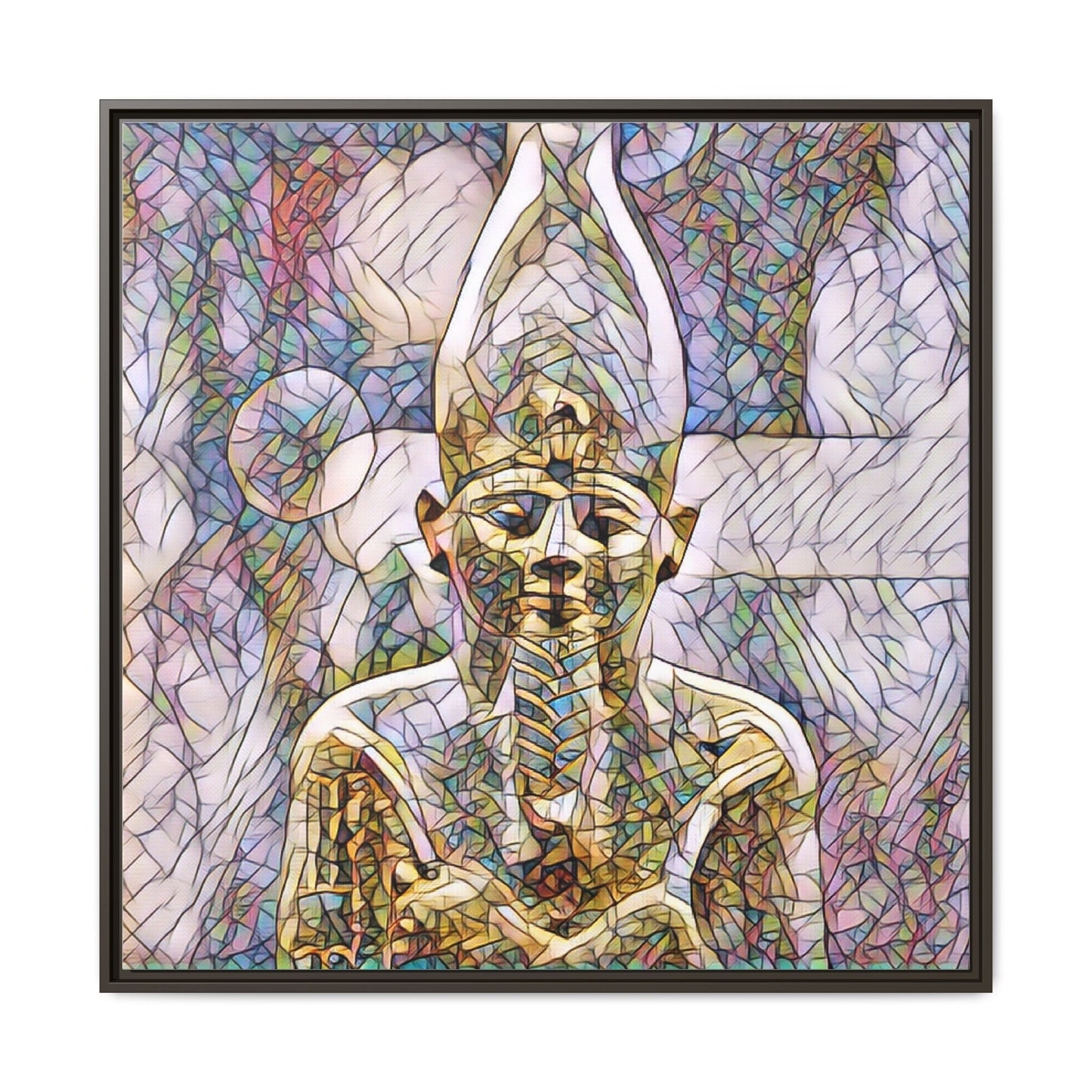 Egyptian Pharaoh Stained-Glass Style Matte Canvas Print, Framed