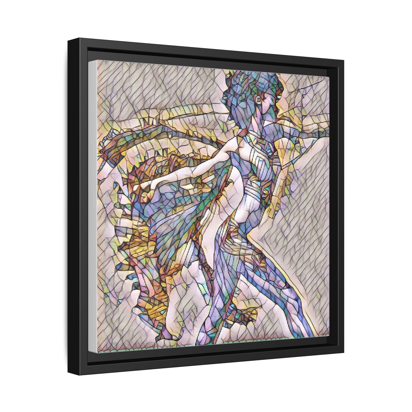 Abstract Stained-Glass Dancer Framed Canvas Art