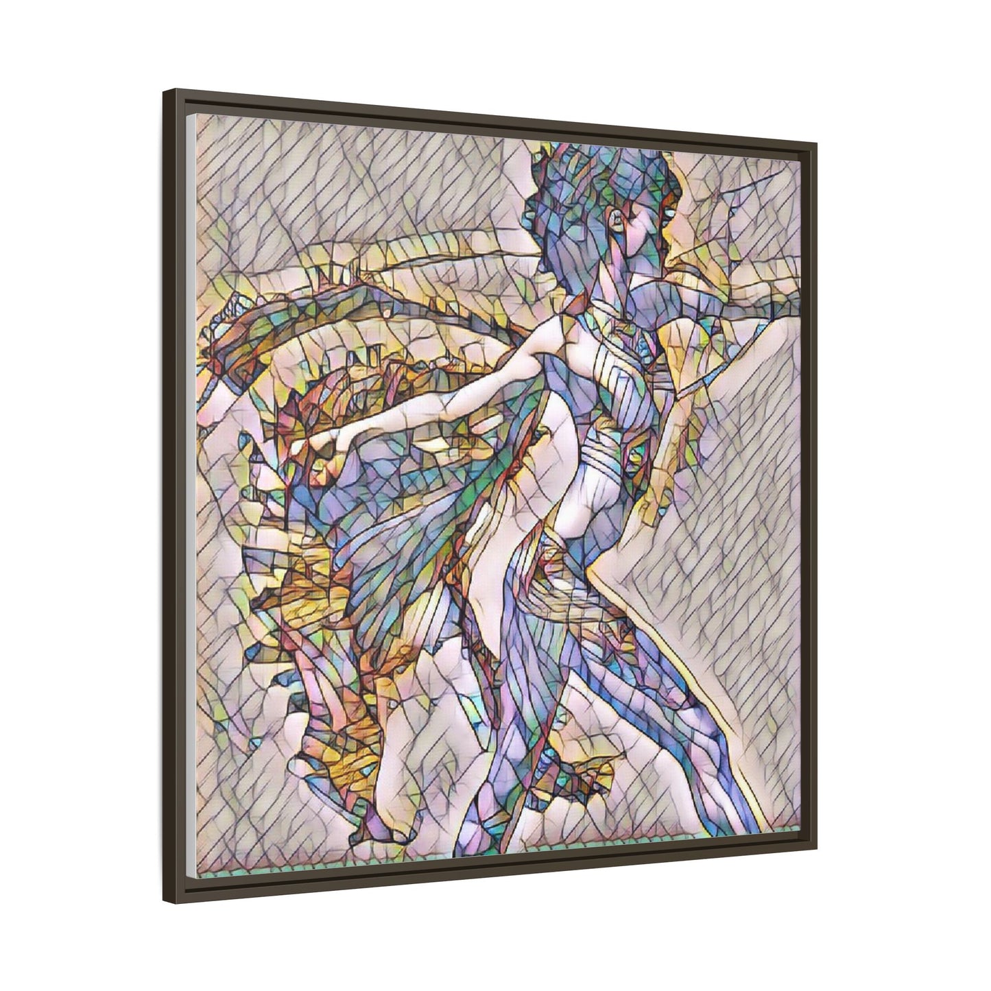 Abstract Stained-Glass Dancer Framed Canvas Art