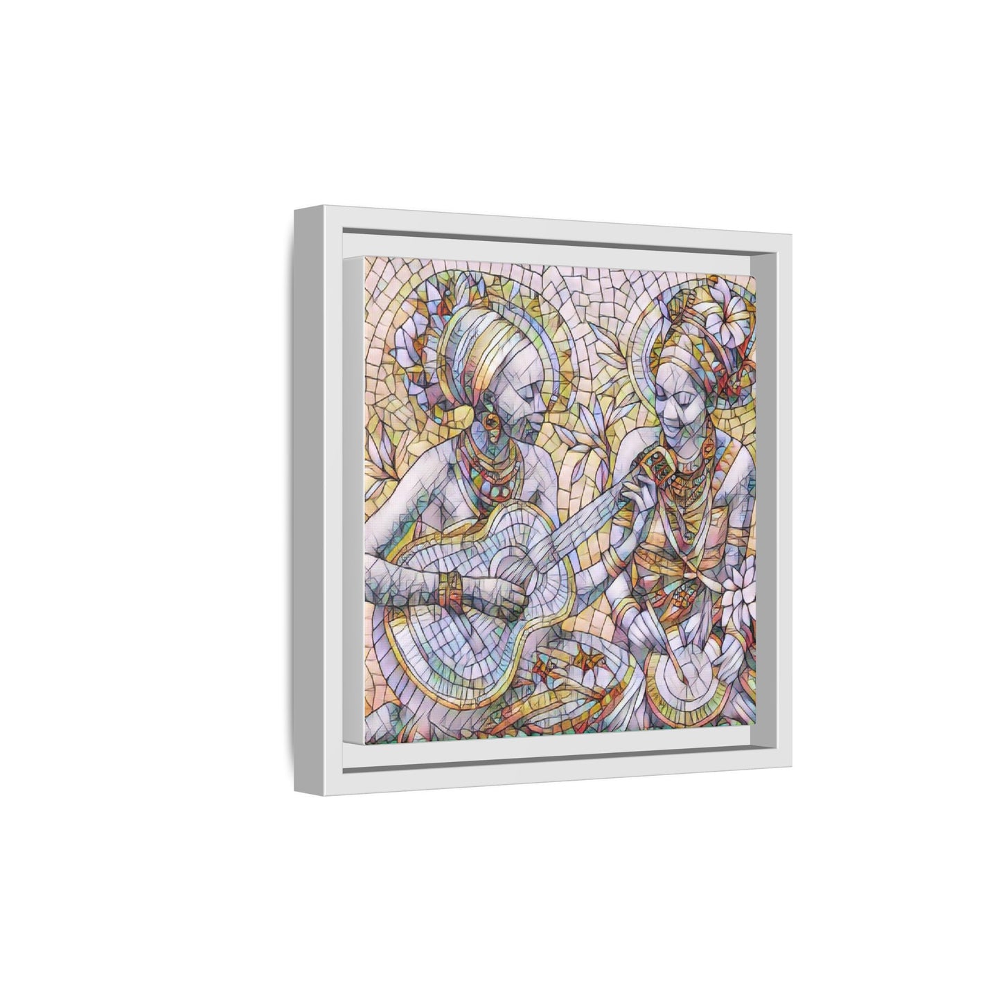 Framed Canvas Art – Colorful Mosaic Musicians Wall Decor