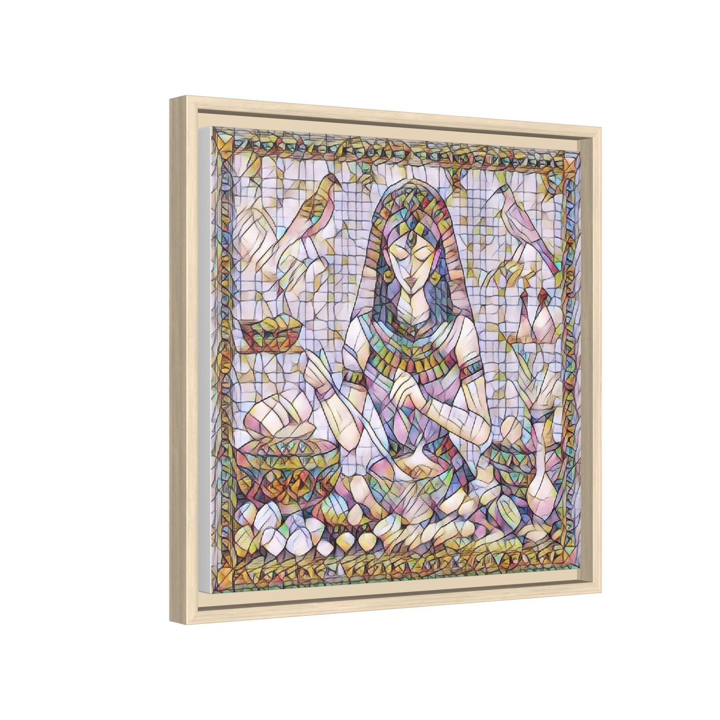 Egyptian Goddess Mosaic Framed Canvas Art
