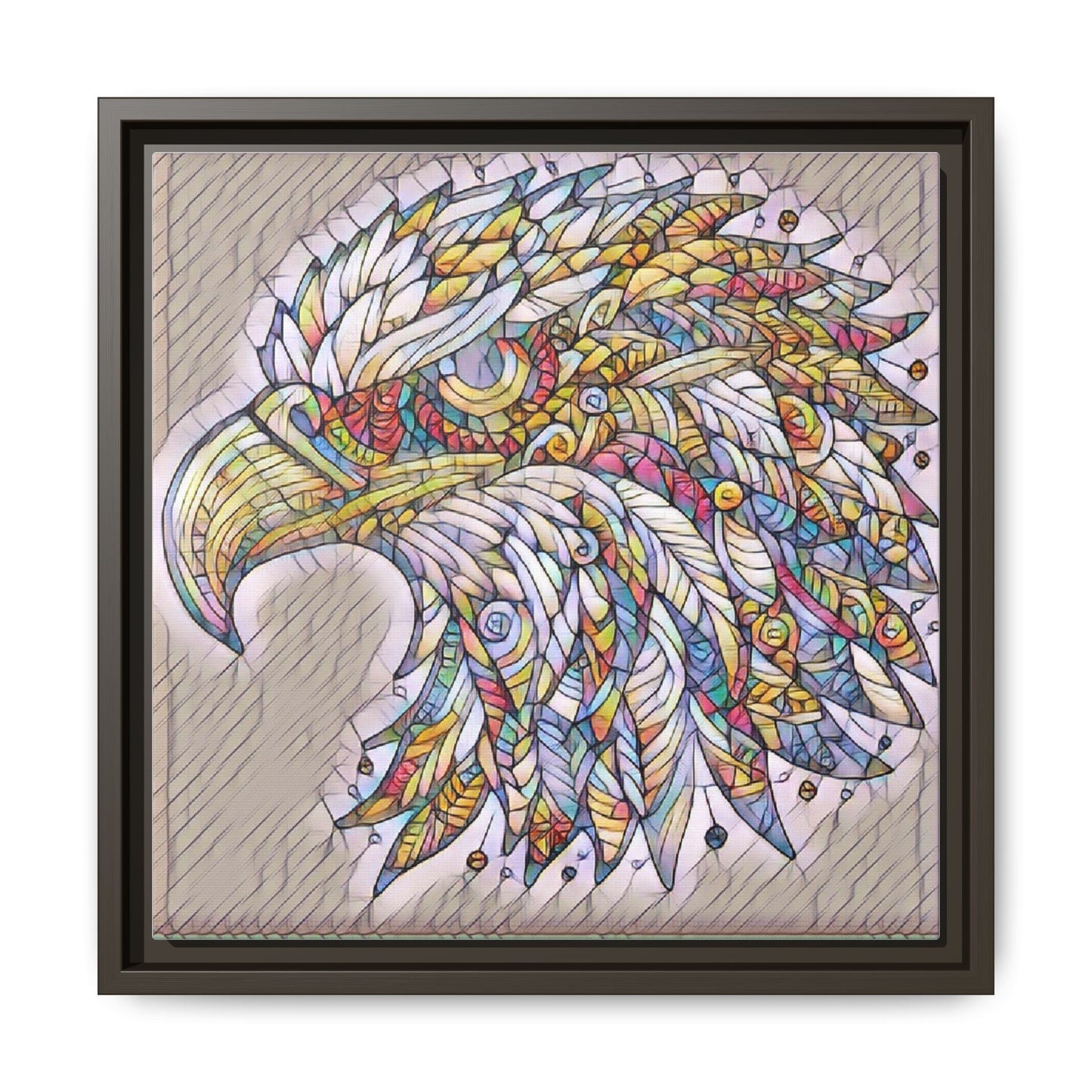 Colorful Eagle Head Matte Framed Canvas Art