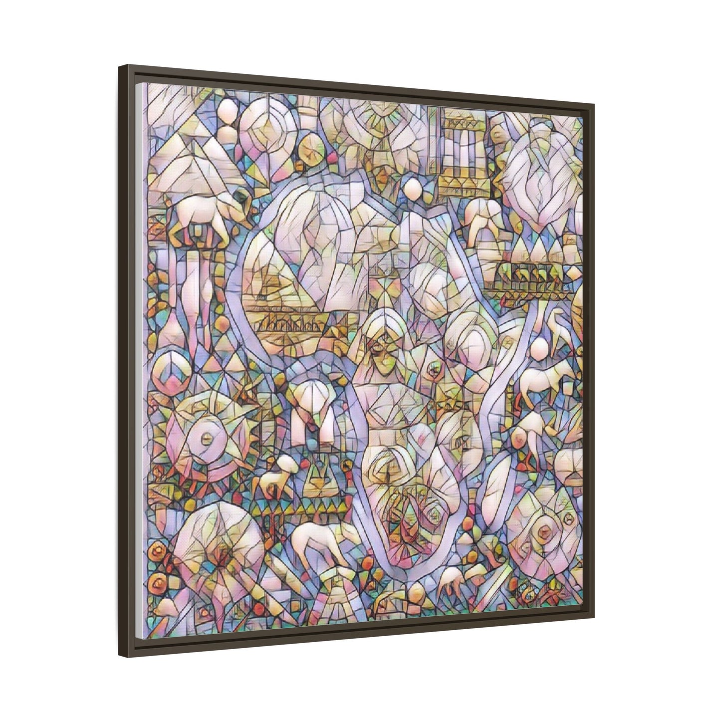 Abstract Stained-Glass Style Framed Canvas Print