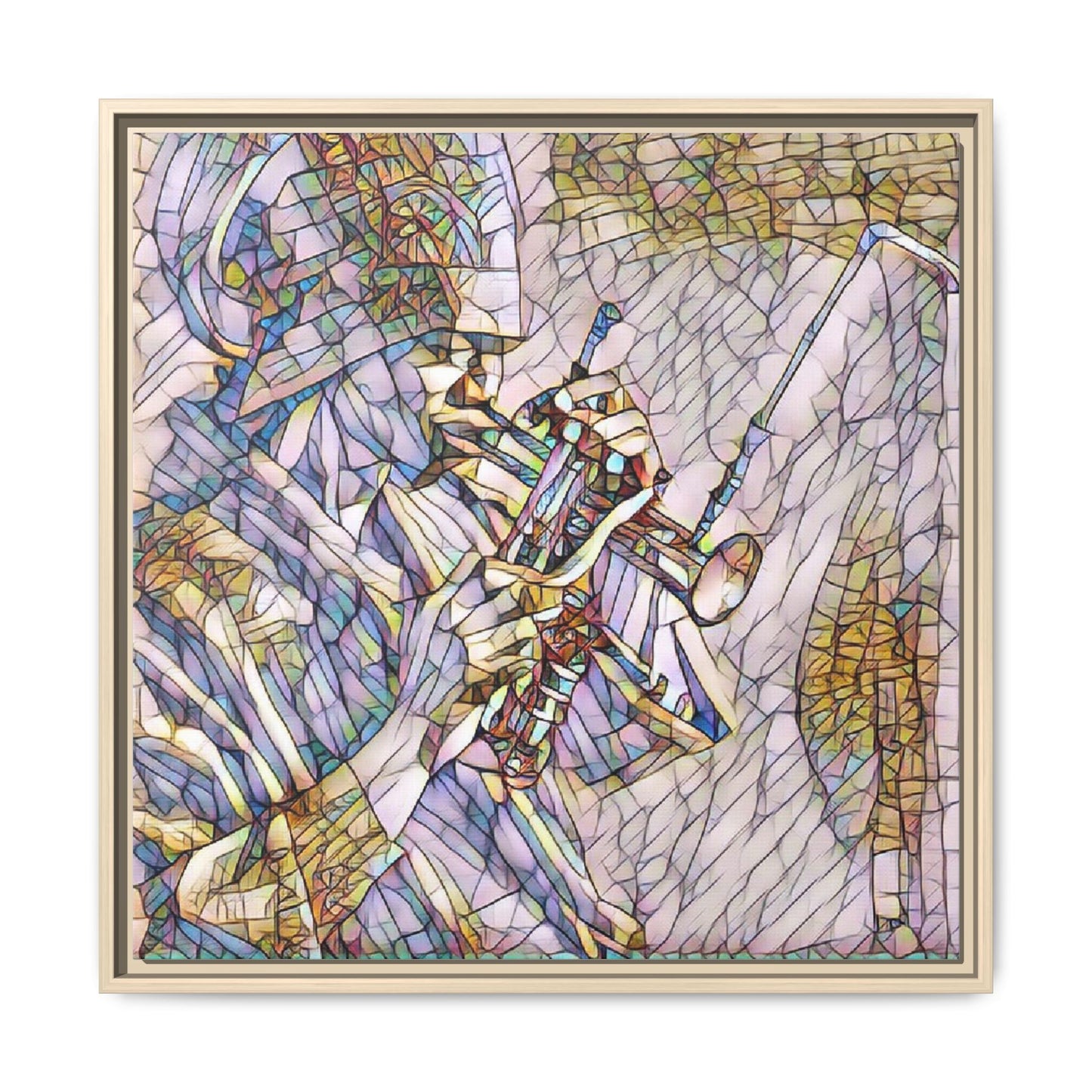 Framed Abstract Trumpet Player Matte Canvas Art