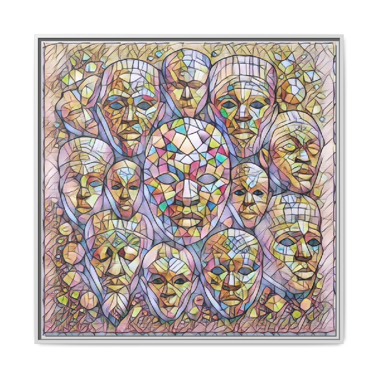 Framed Art Print — Mosaic Faces Matte Canvas