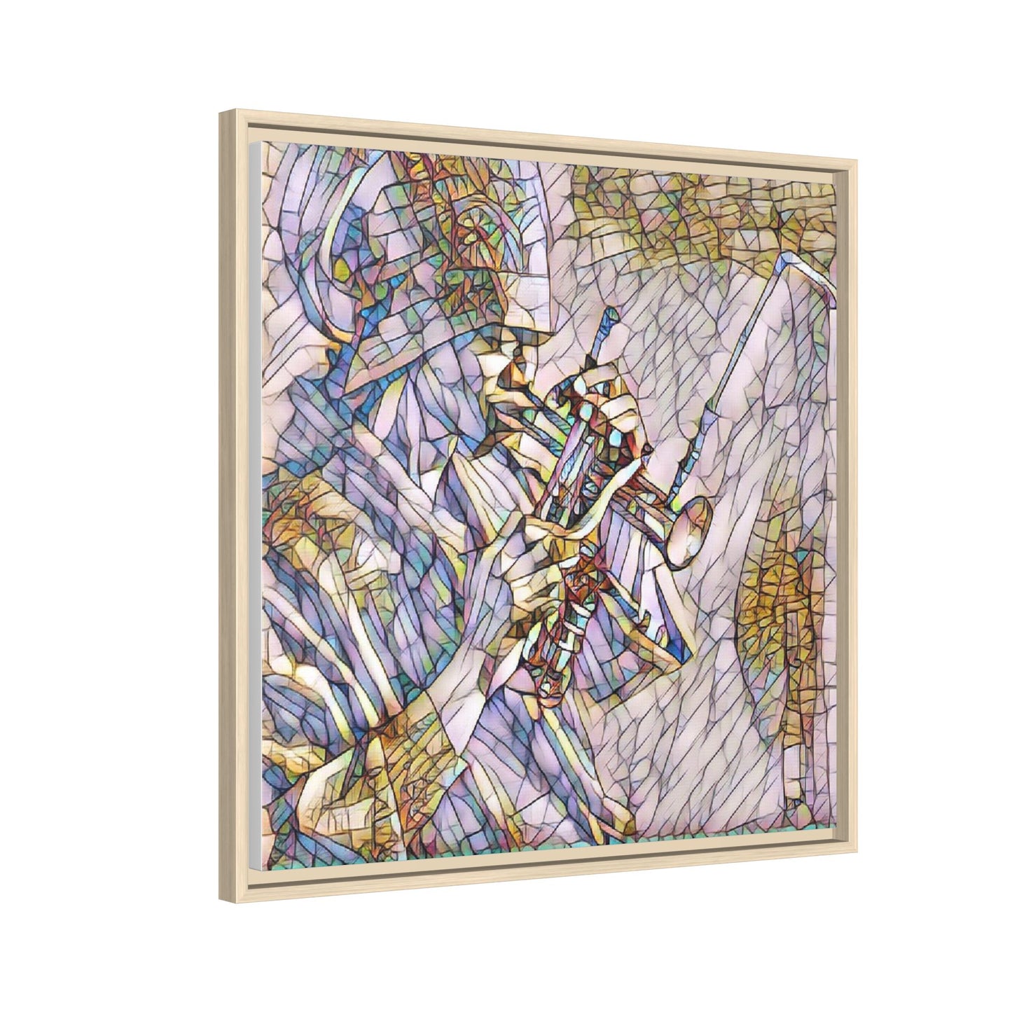 Framed Abstract Trumpet Player Matte Canvas Art