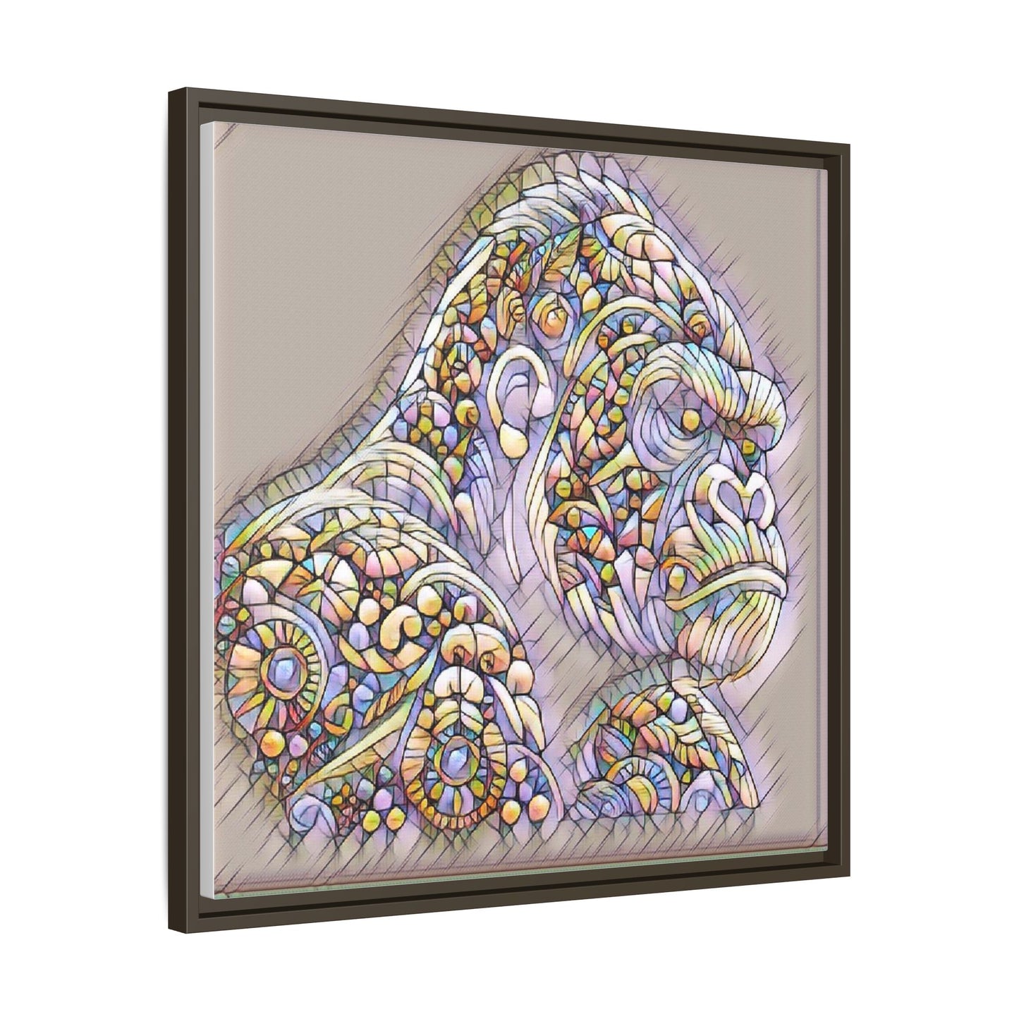 Colorful Ornate Gorilla Matte Canvas Framed Wall Art