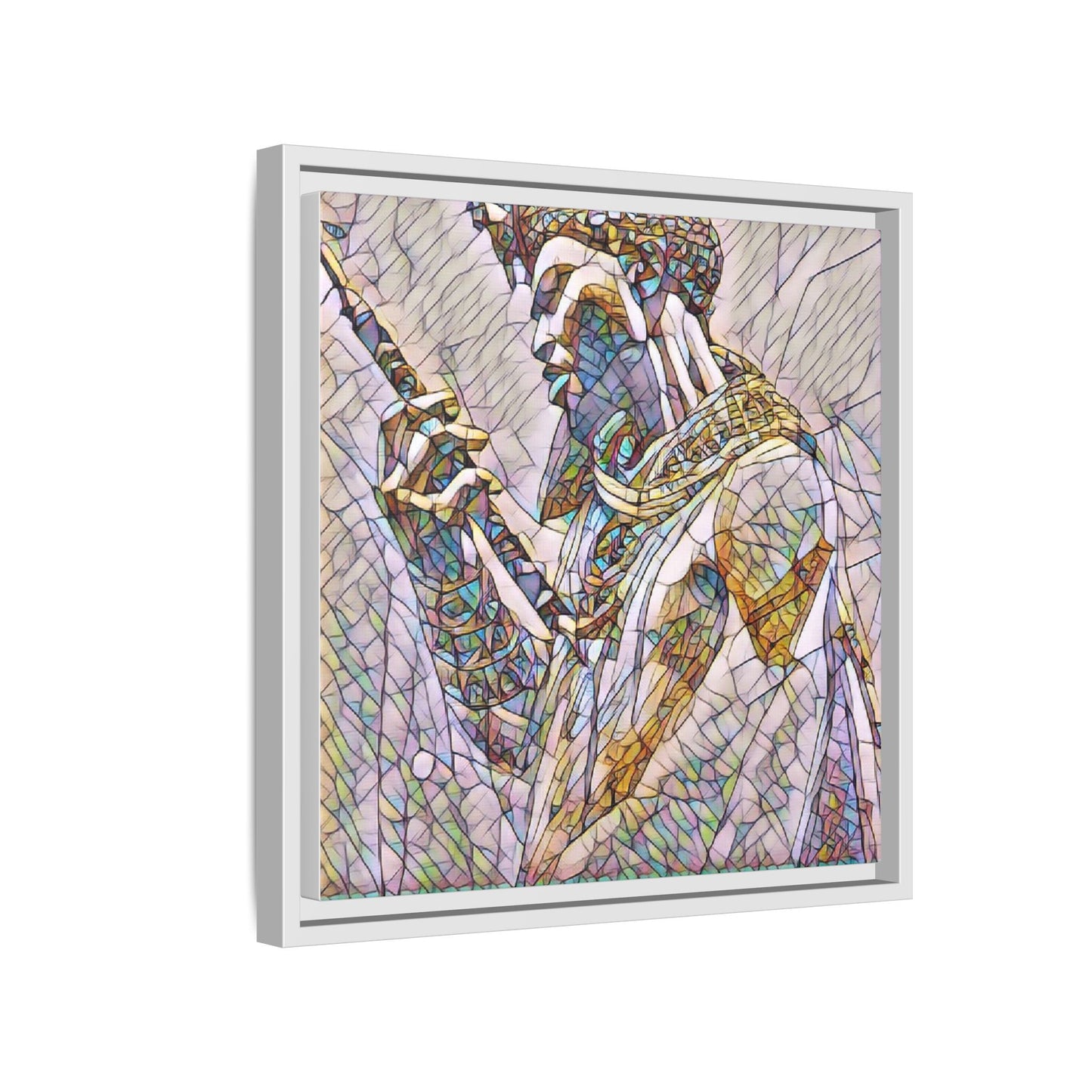 Egyptian Pharaoh Stained Glass Art — Framed Matte Canvas