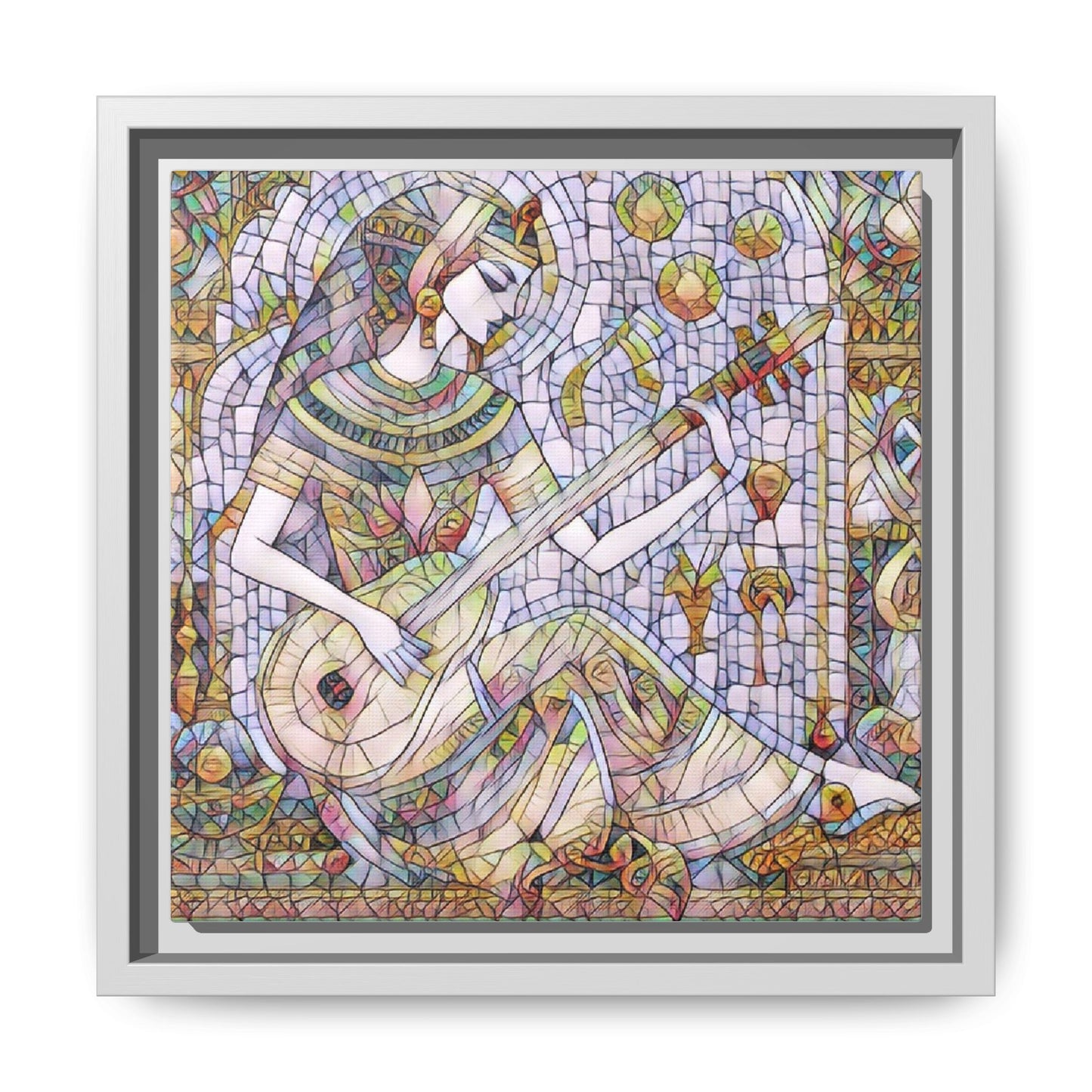 Egyptian Muse Mosaic Matte Canvas Framed Wall Art