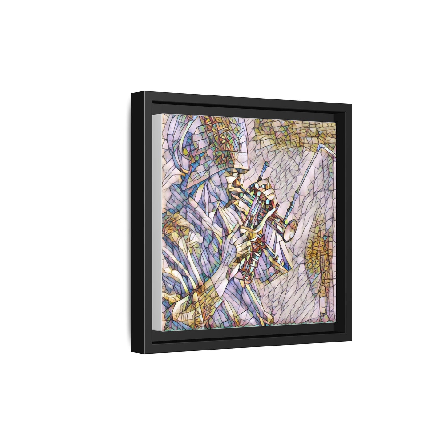 Framed Abstract Trumpet Player Matte Canvas Art