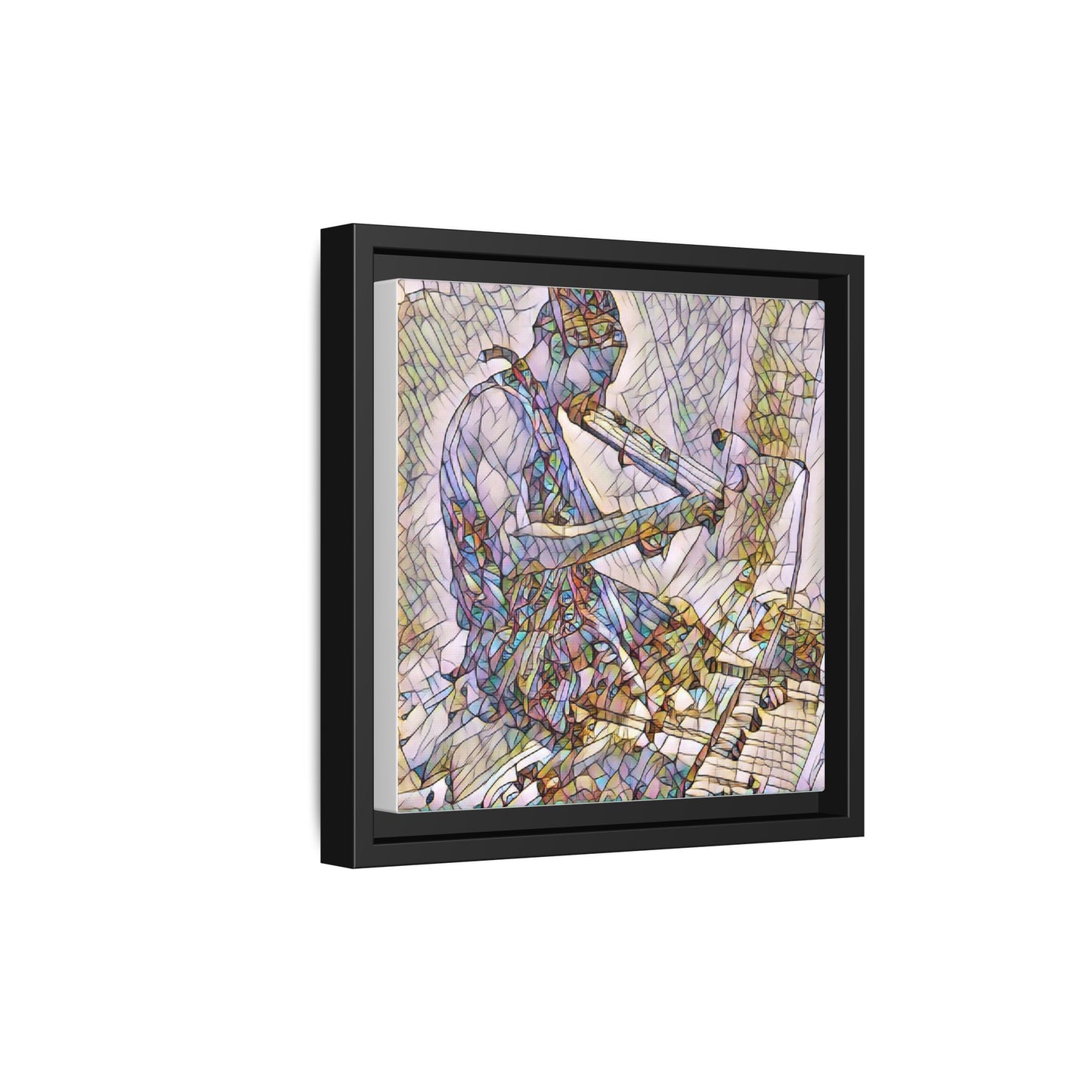 Abstract Violinist Matte Framed Canvas – Colorful Musical Art Print