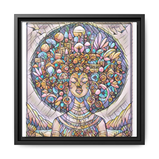 Framed Matte Canvas - Bohemian Goddess Floral Afro Art