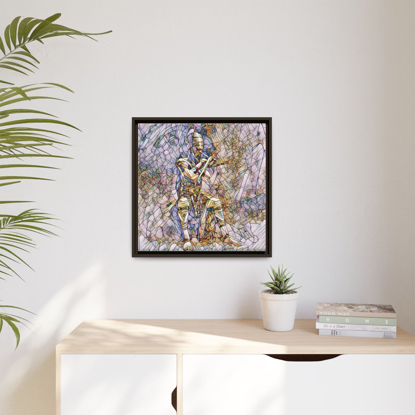 Framed Matte Canvas - Stained Glass Knight Artwork