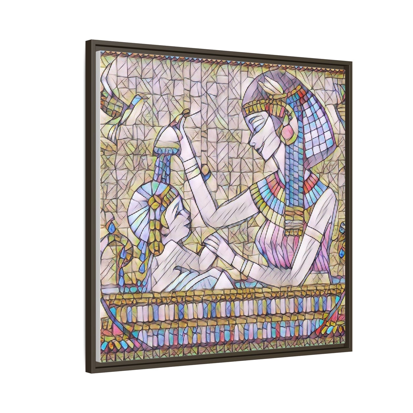 Egyptian Mosaic Mother & Child Framed Matte Canvas